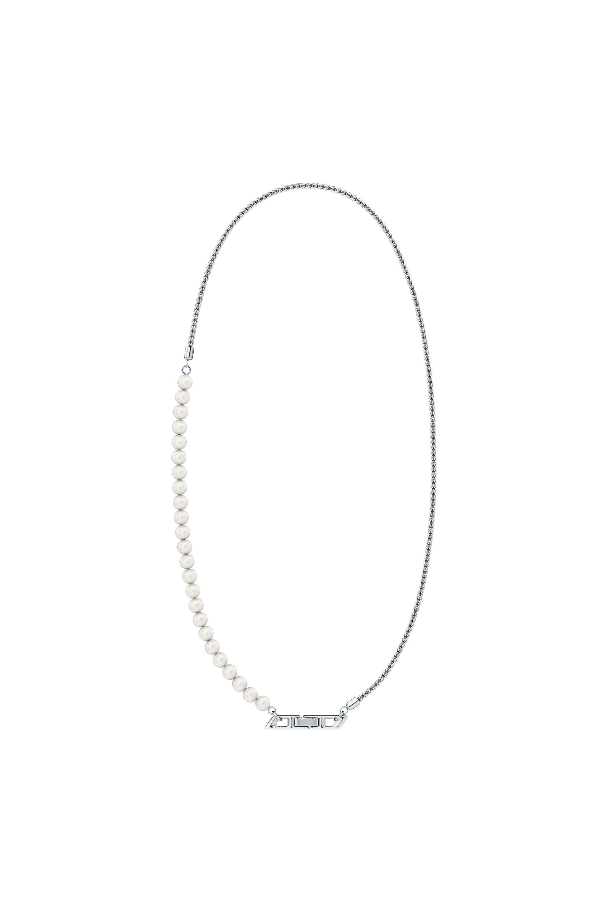 Diesel - DL1369040 STERLING SILVER JEWEL, Collier cha&icirc;ne en argent sterling et perles Mixte in Gris argent&eacute; - 1