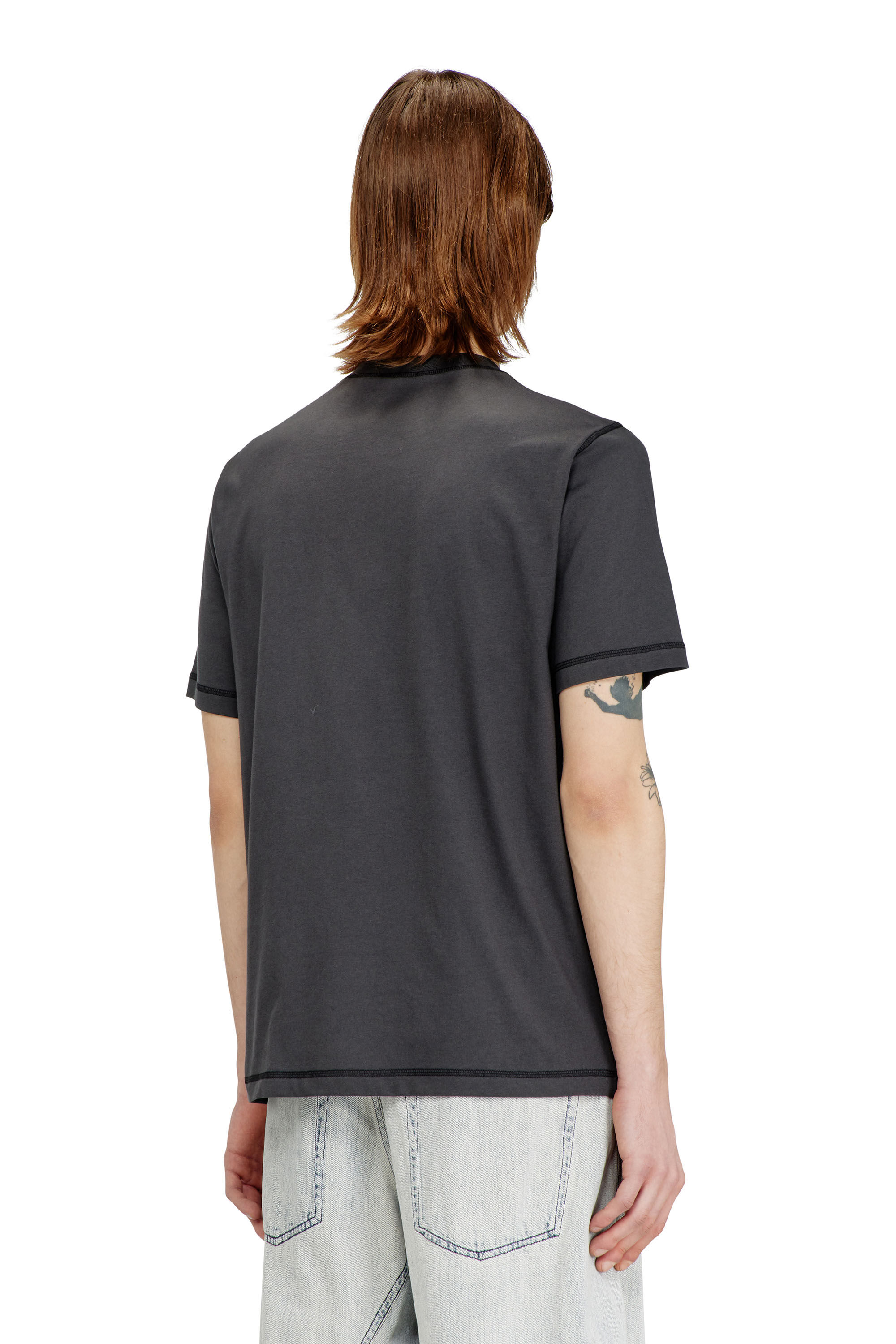Diesel - T-ADJUST-V7, T-shirt avec surpiq&ucirc;res contrastantes Homme in Gris - 4