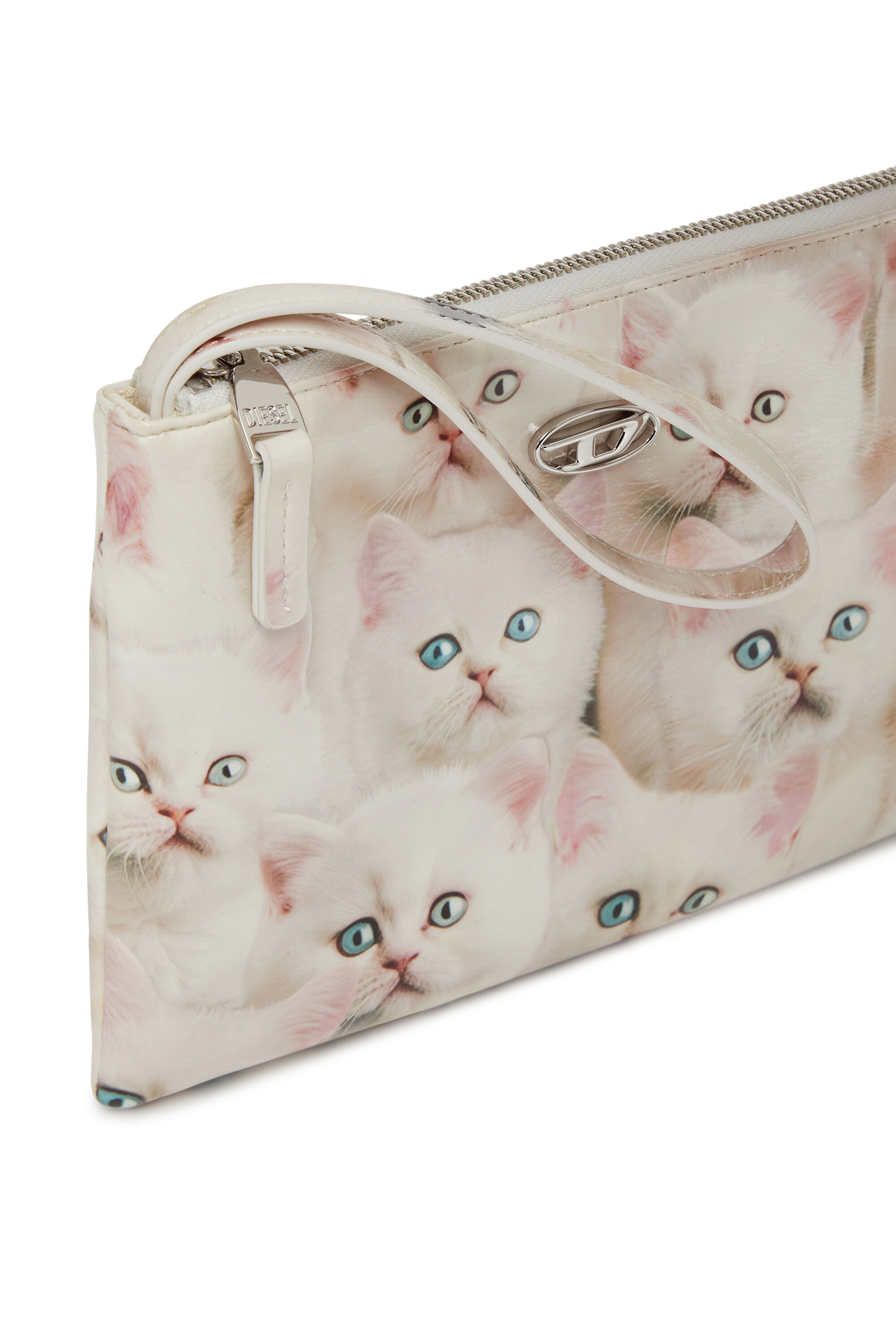 Diesel - PLAY POUCH II, Pouch in PU lucido stampato Donna in Bianco - 5