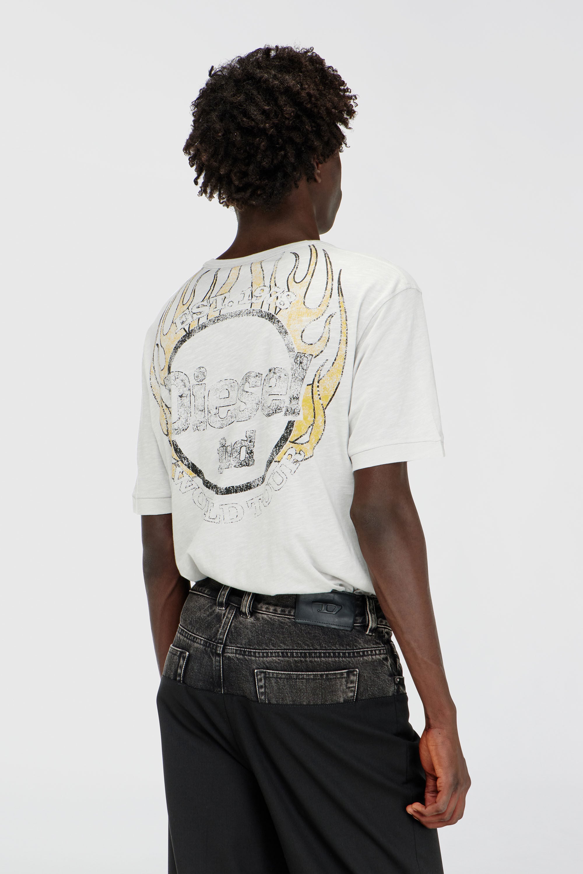 Diesel - T-ADJUST-B11, Man's T-shirt in slub jersey with crack print in White - 4