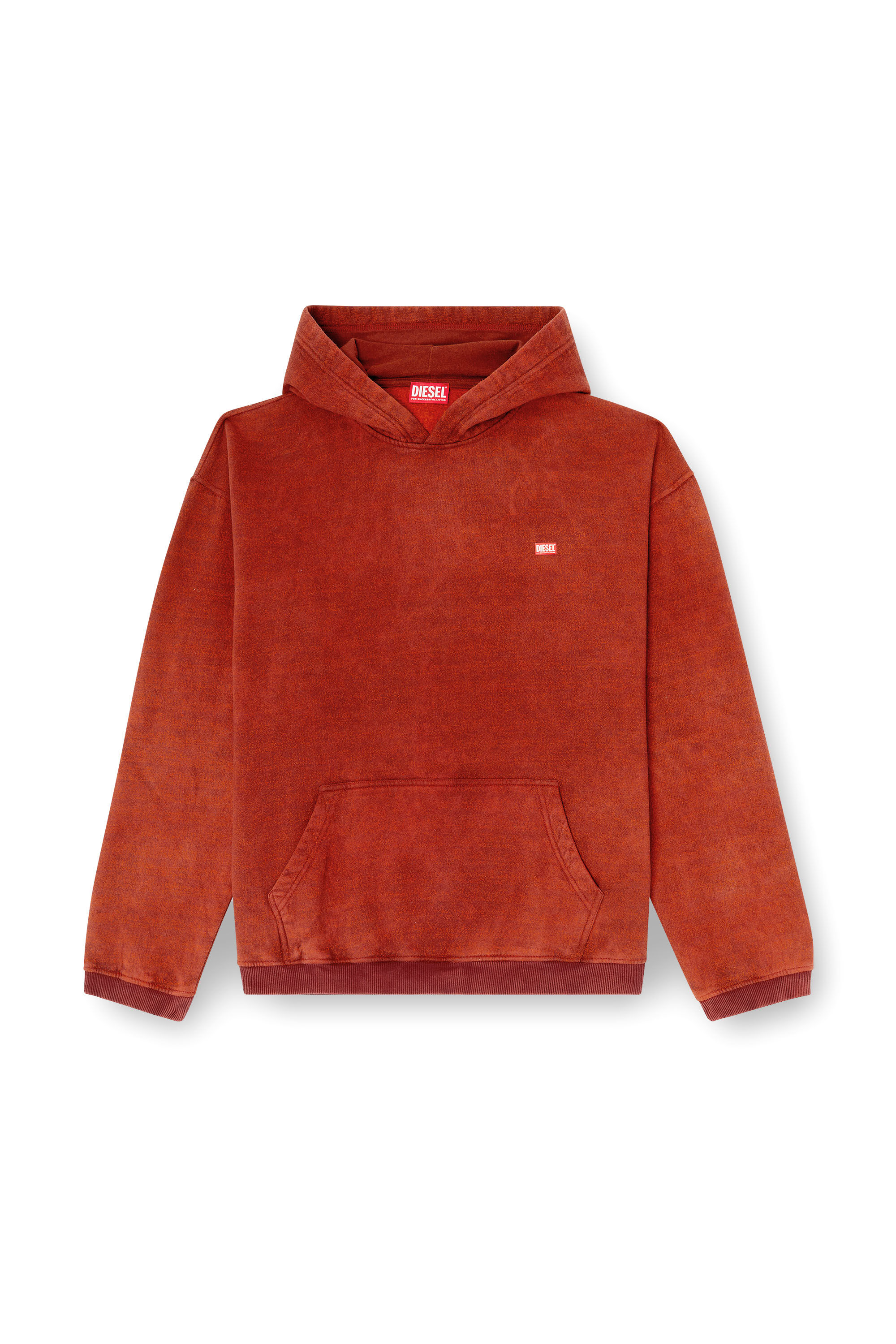 Diesel - S-KAI, Hoodie in cotone con tasca a marsupio Uomo in Marrone - 2