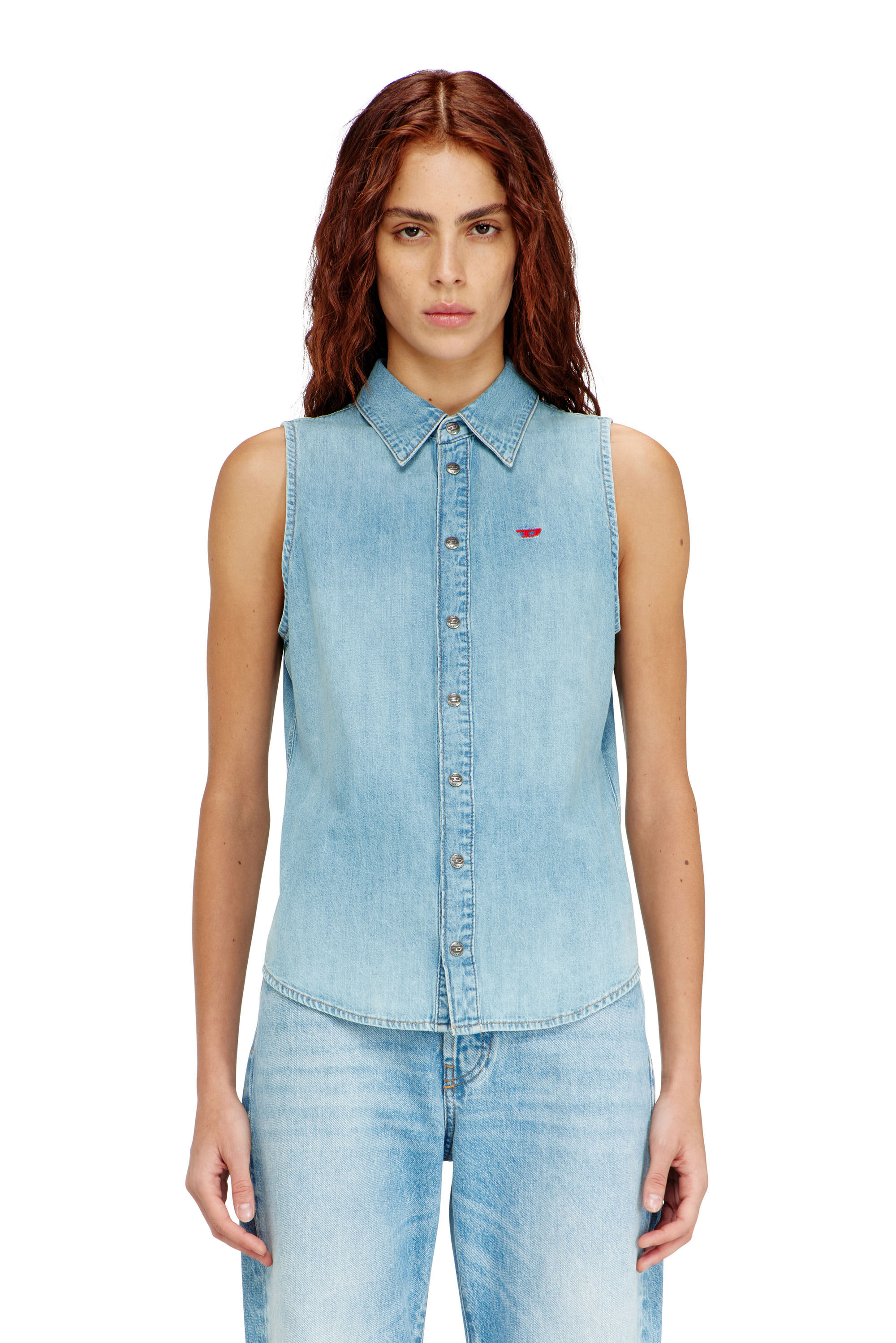 Diesel - DE-EAZY-SL, Chemise en denim sans manches Femme in Bleu - 3