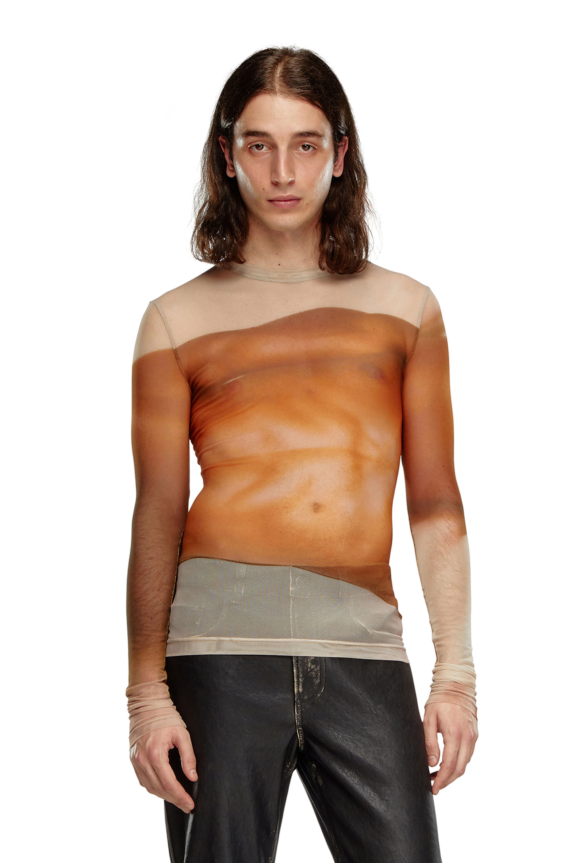 Diesel - PR-T-SIELAR-SS, T-shirt in tulle con stampe maxi Unisex in Rosa - 3
