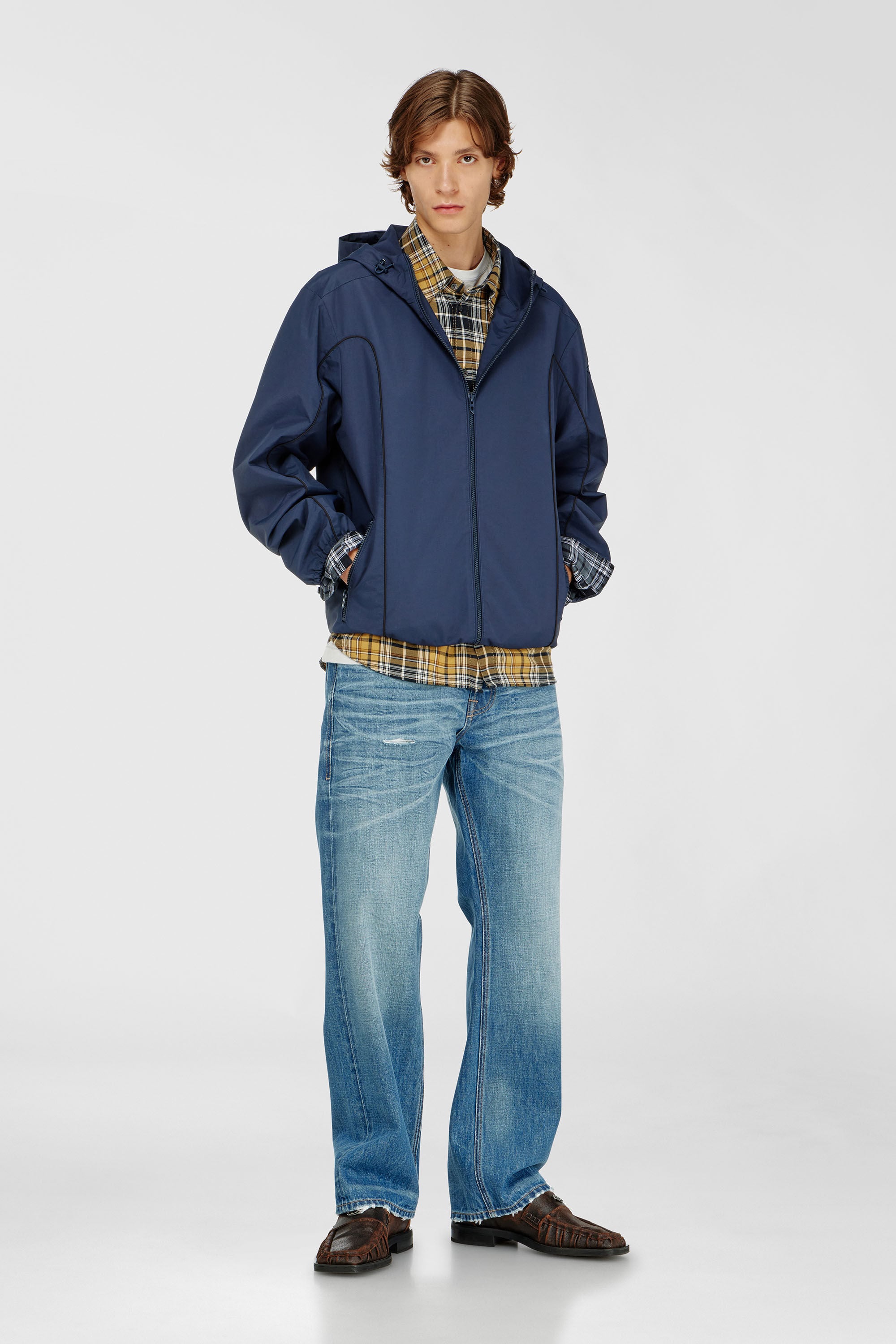 Diesel - J-HIVES-WRD, Giacca a vento con piping a contrasto Uomo in Blu - 1