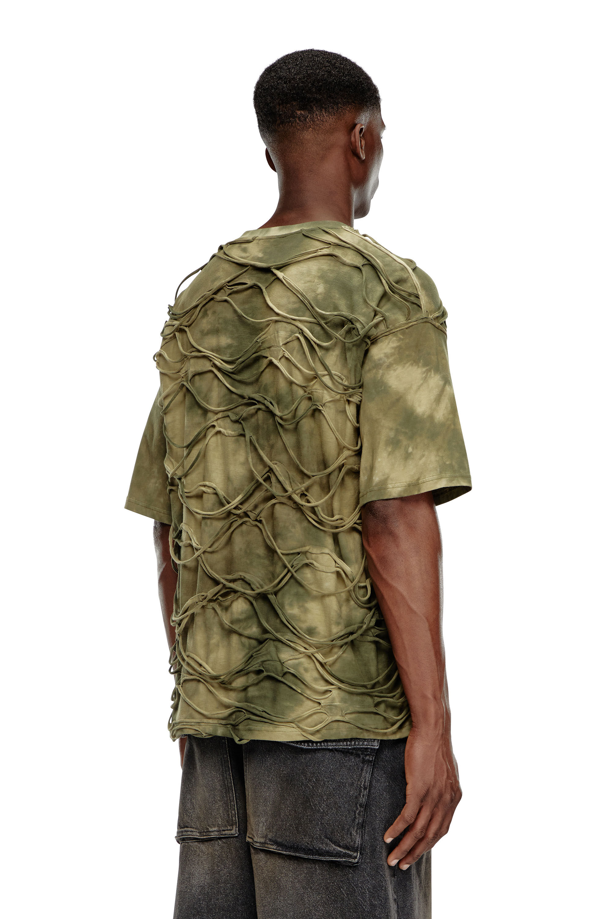 Diesel - T-BOXKET, Homme T-shirt avec fils flottants in Vert - Image 4