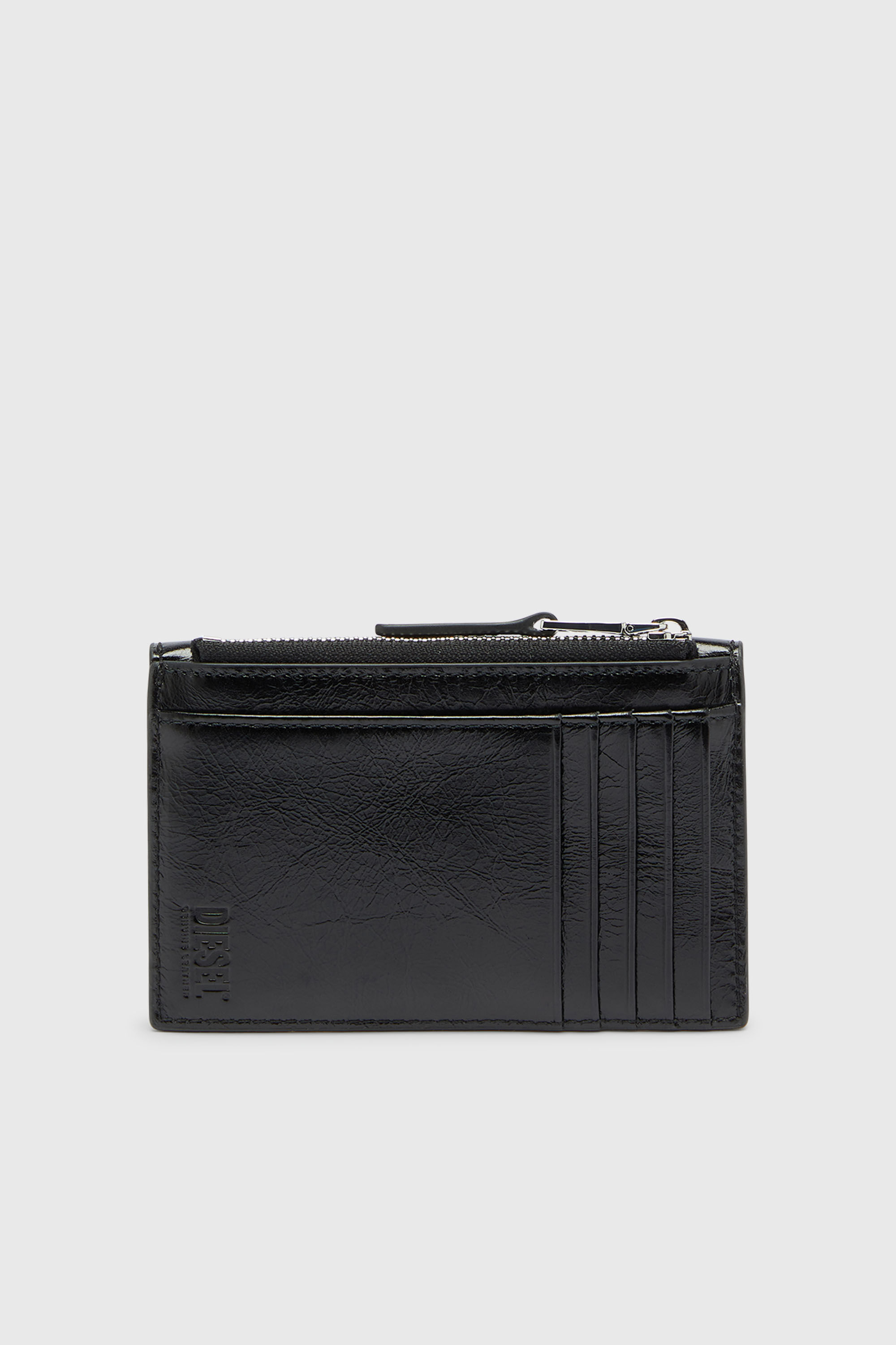 Diesel - D-ENVELOP CARD HOLDER, Porte-cartes style enveloppe en cuir brillant froiss&eacute; Femme in Noir - 2