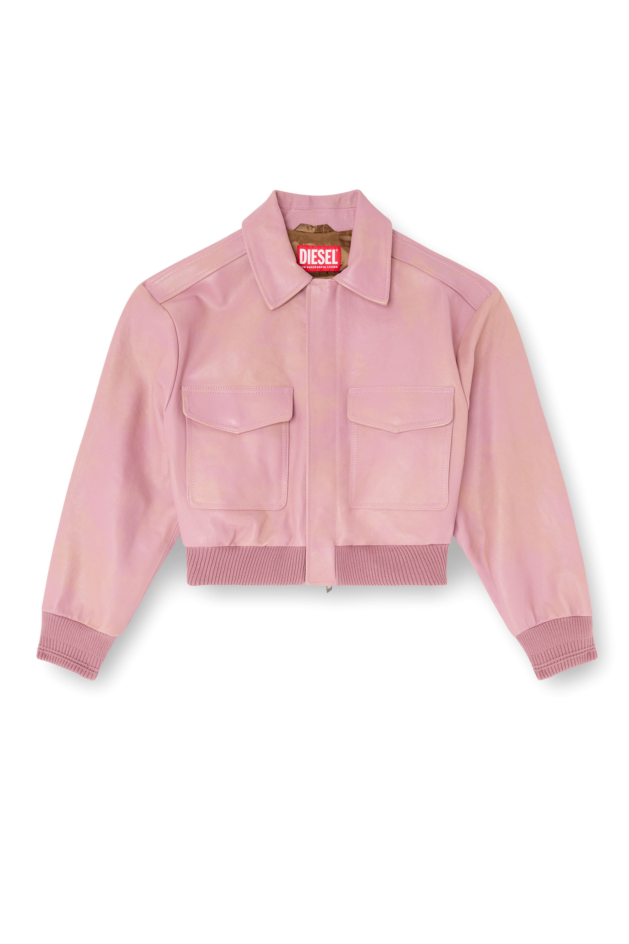 Diesel - L-AVIA, Damen Aviator-Jacke aus behandeltem Leder in Rosa - 2