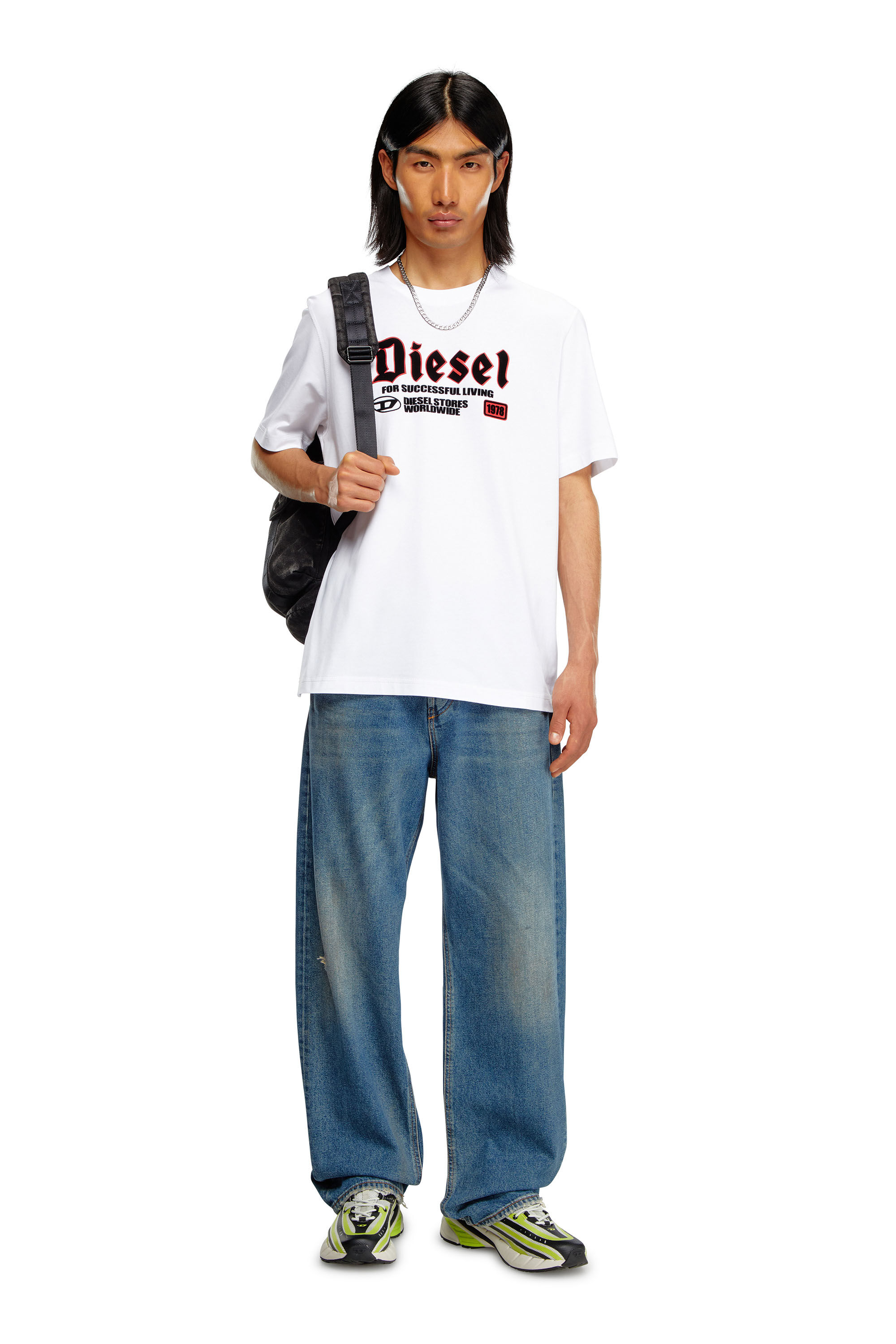 Diesel - T-ADJUST-K1, Uomo T-shirt con stampa Diesel flock in Bianco - Image 1