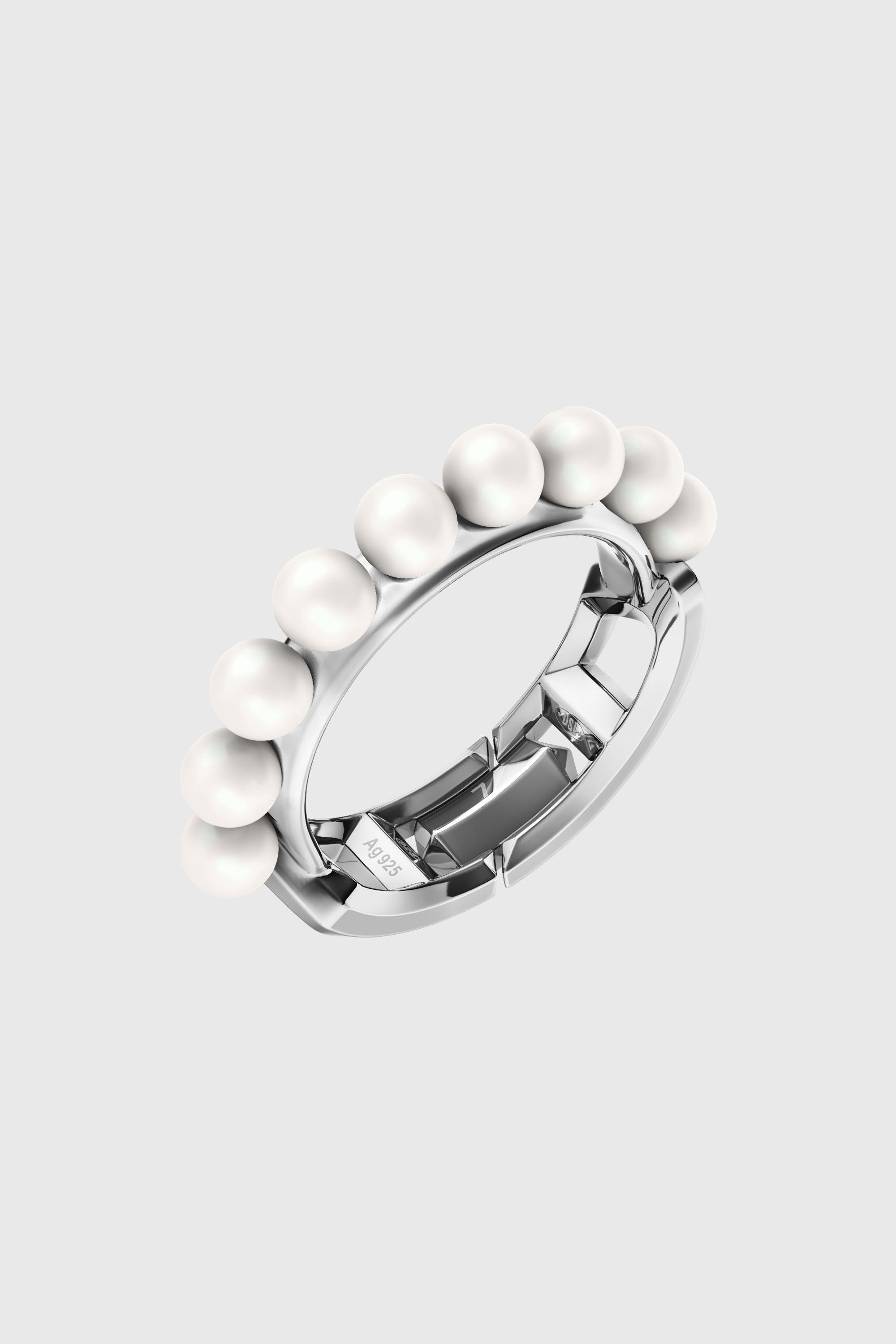Diesel - DL1370040 STERLING SILVER JEWEL, Bague en argent sterling et perle Mixte in Gris argent&eacute; - 1