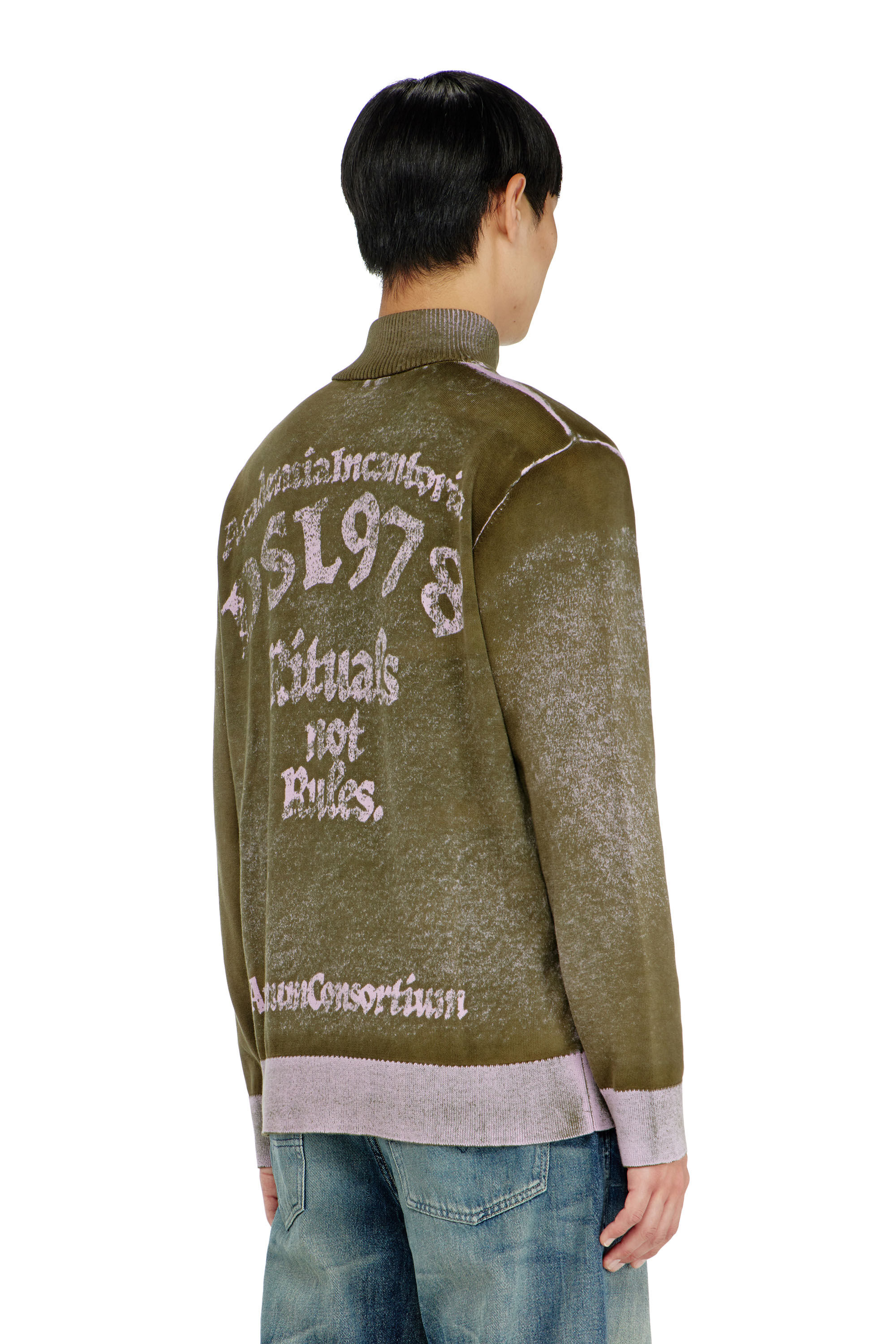 Diesel - K-LAUTARE, Herren Behandelter Half-zip-Pullover mit griffin-Motiv in null - 4