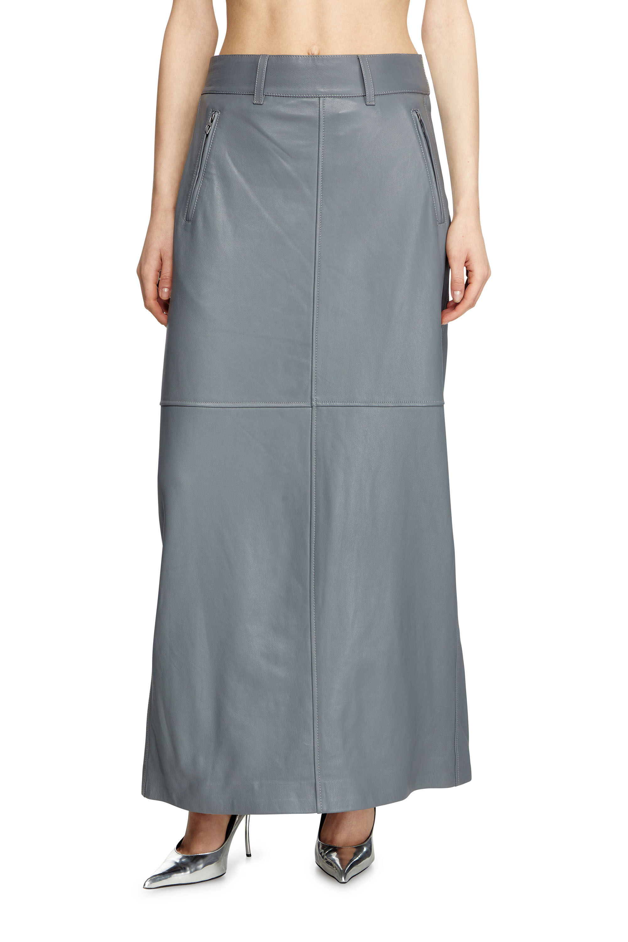 Diesel - L-UCY, Gonna lunga in pelle Donna in Grigio - 3