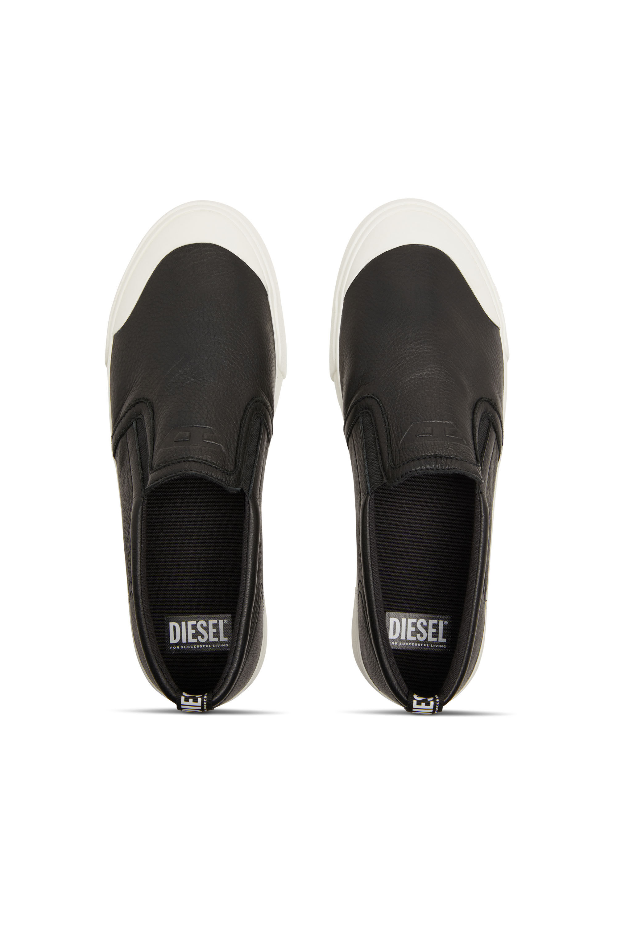 Diesel - S-ATHOS SLIP ON, Homme S-Athos-Sneakers à enfiler en cuir uni in Noir - Image 4
