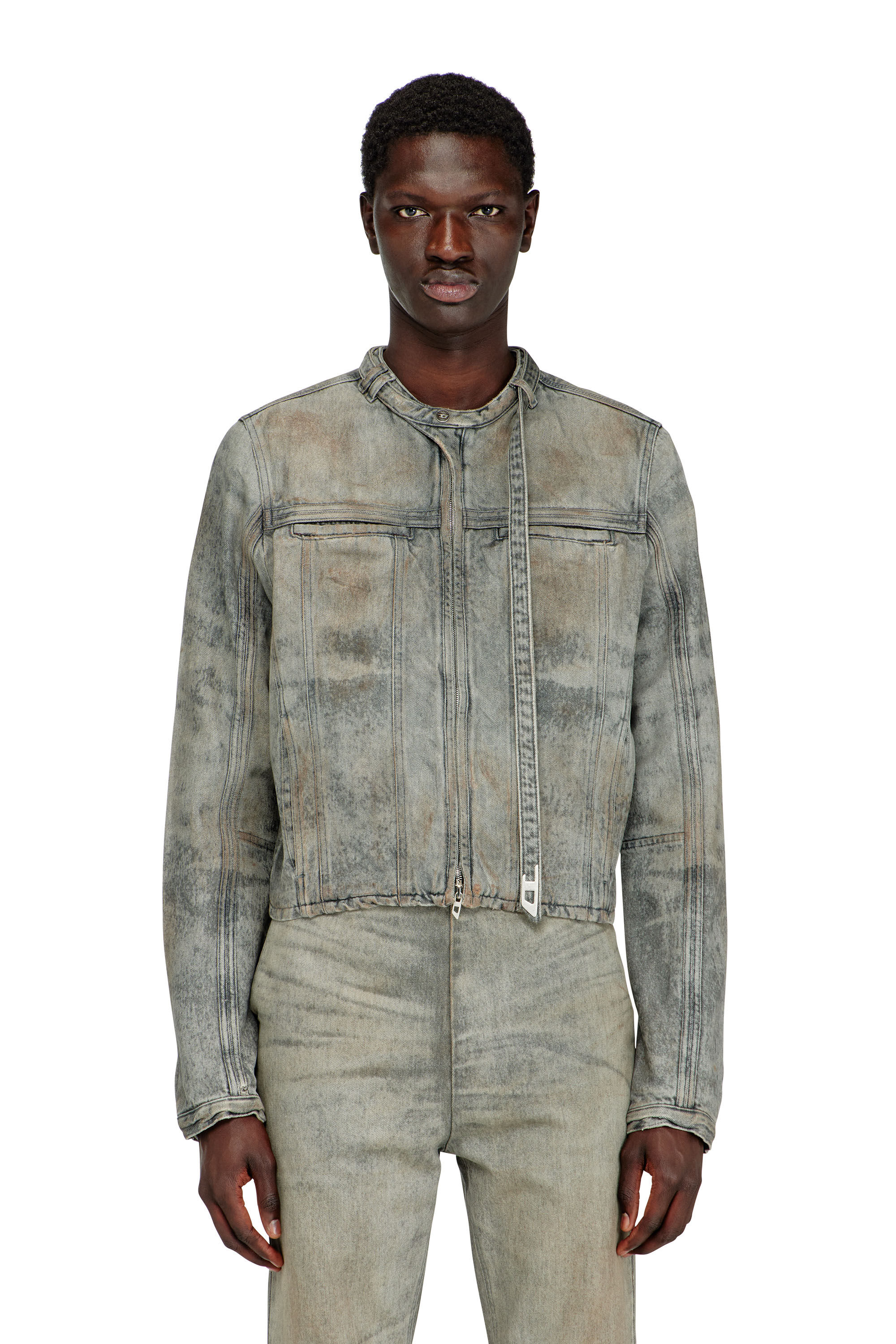 Diesel - D-VULMAR-FSI, Veste en denim satin de coton-chanvre Homme in Gris - 3