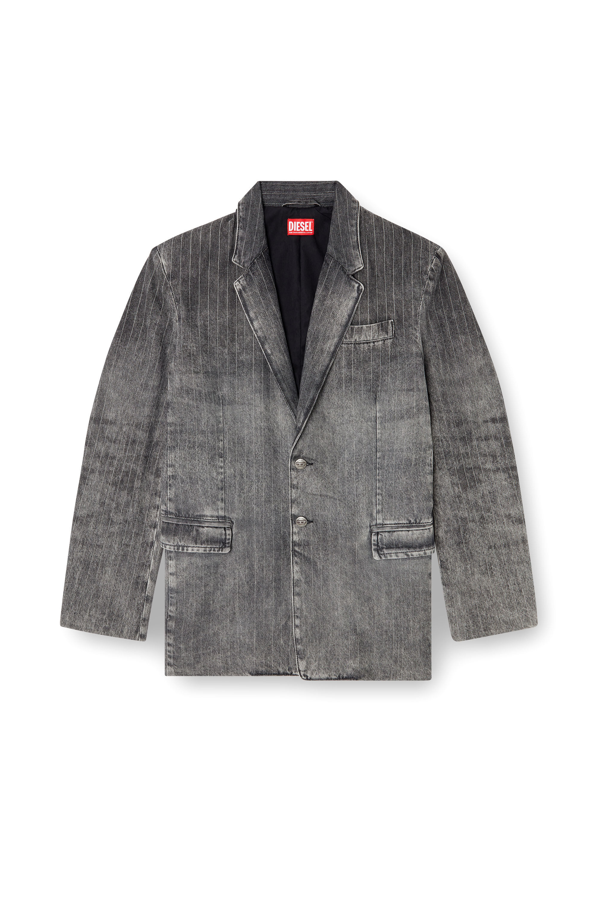 Diesel - D-REGER-S, Blazer in denim pinstripe Unisex in Nero - 2