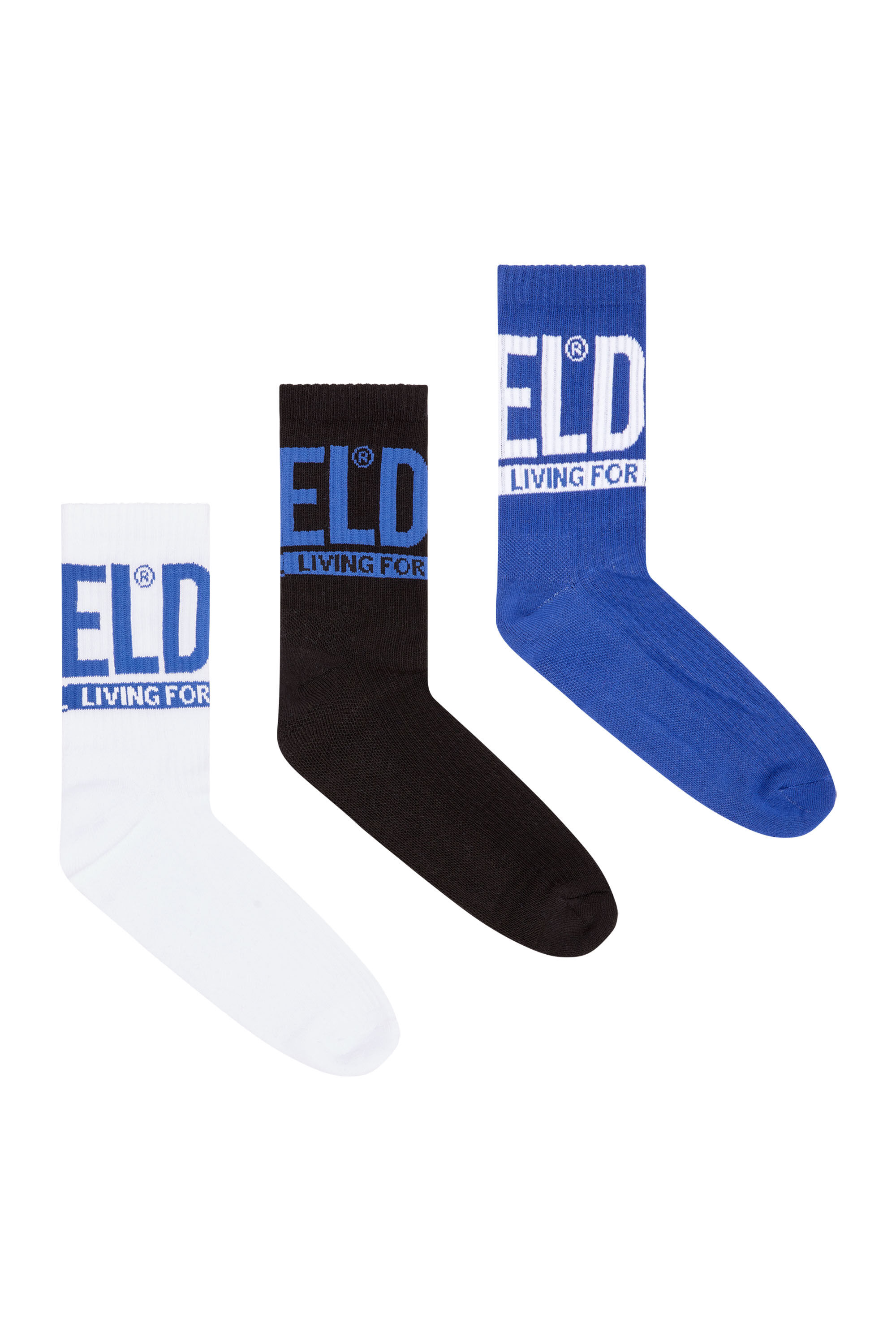 Diesel - SKM-WRAPAROUND-MID-CUT-CUSHIONED-SOCKS, Blu/Bianco - Image 1