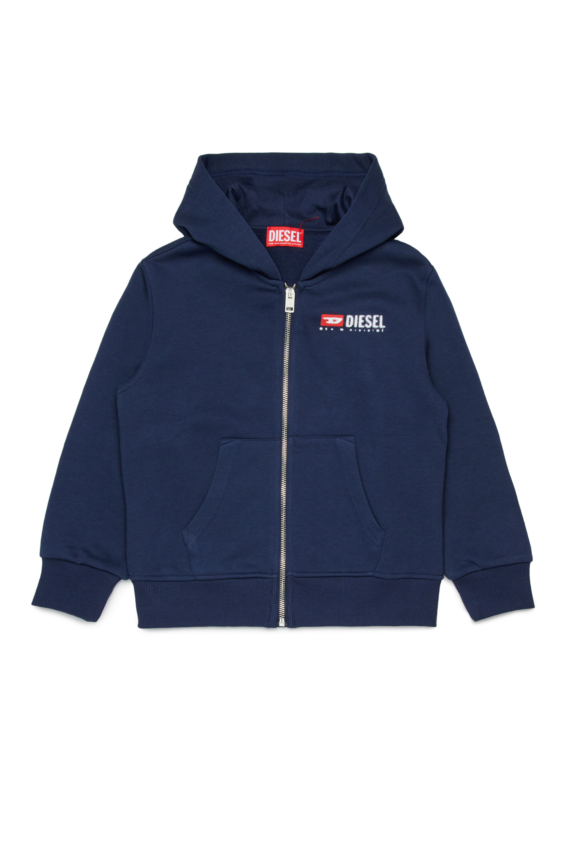 Diesel - SDROPSHOODZ OVER, Herren Baumwoll-Hoodie mit Reißverschluss in Blau - 1