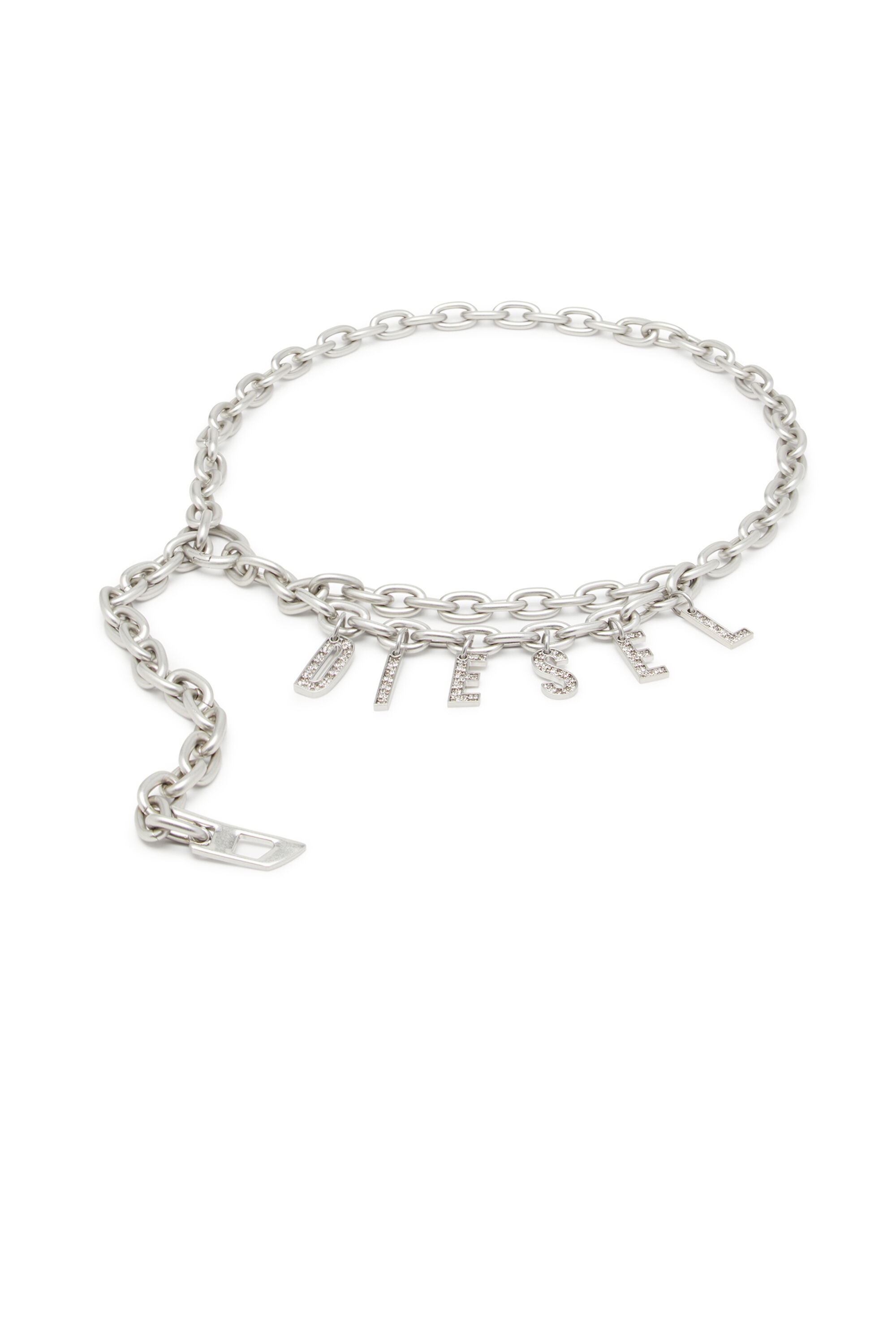 Diesel - B-CHARM CHAIN, Ceinture 1 cm chaîne avec breloque en cristal Femme in Gris argenté - 1