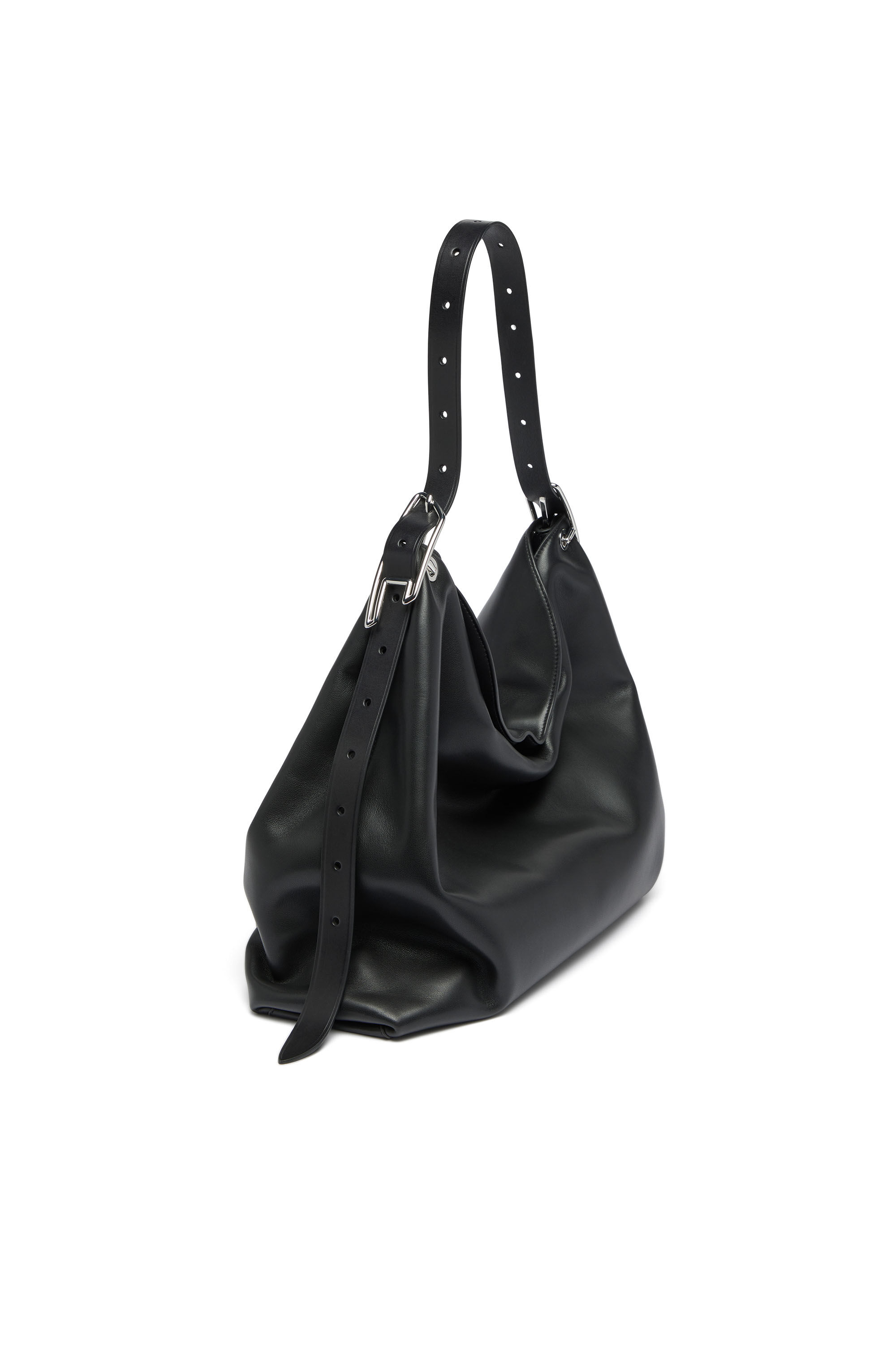 Diesel - D-LINE HOBO L, Damen D-Line-Leder Hobo-Tasche in Schwarz - 7