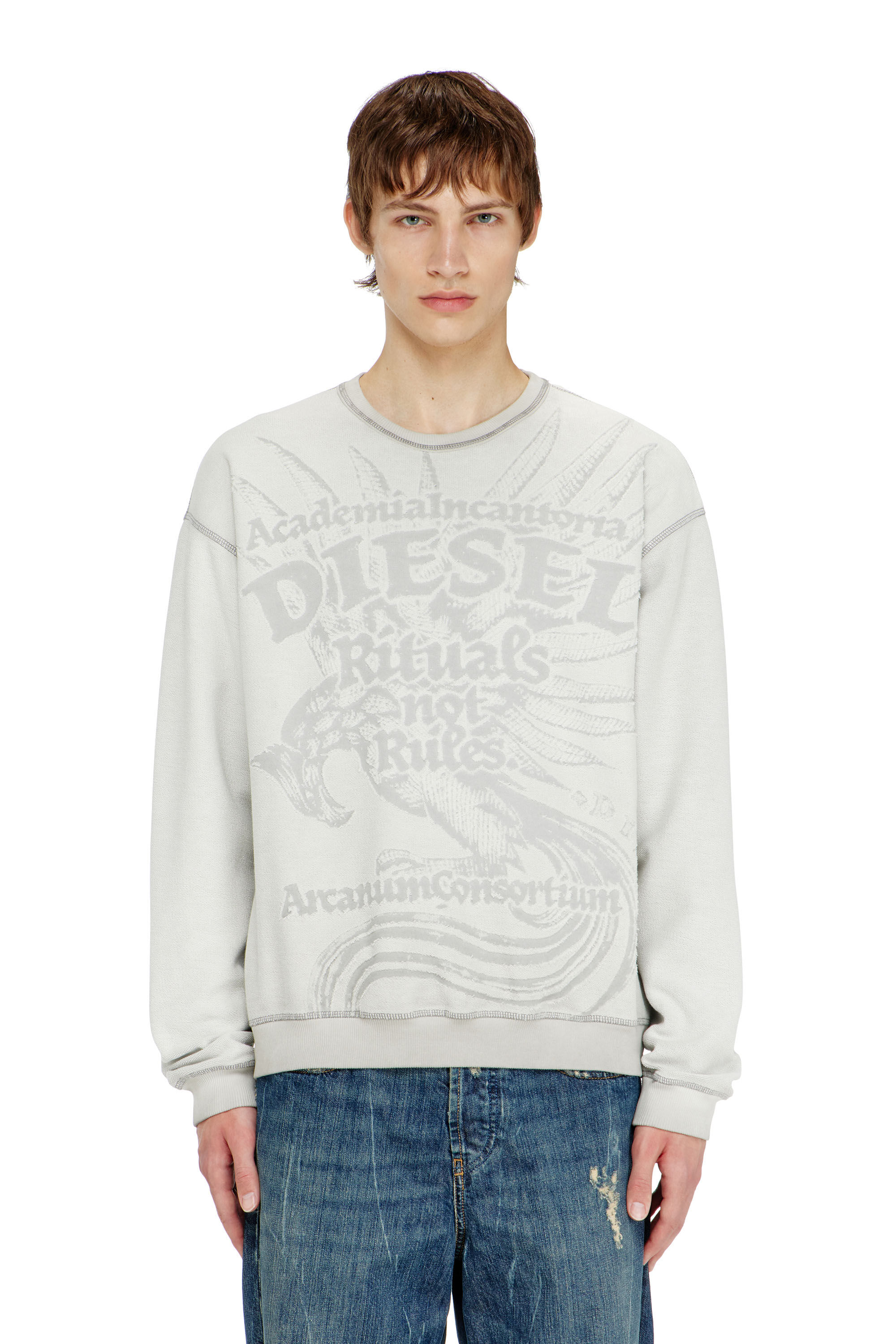 Diesel - S-ARON-RAW, Sweat-shirt avec imprim&eacute; d&eacute;vor&eacute; Homme in ToBeDefined - 5