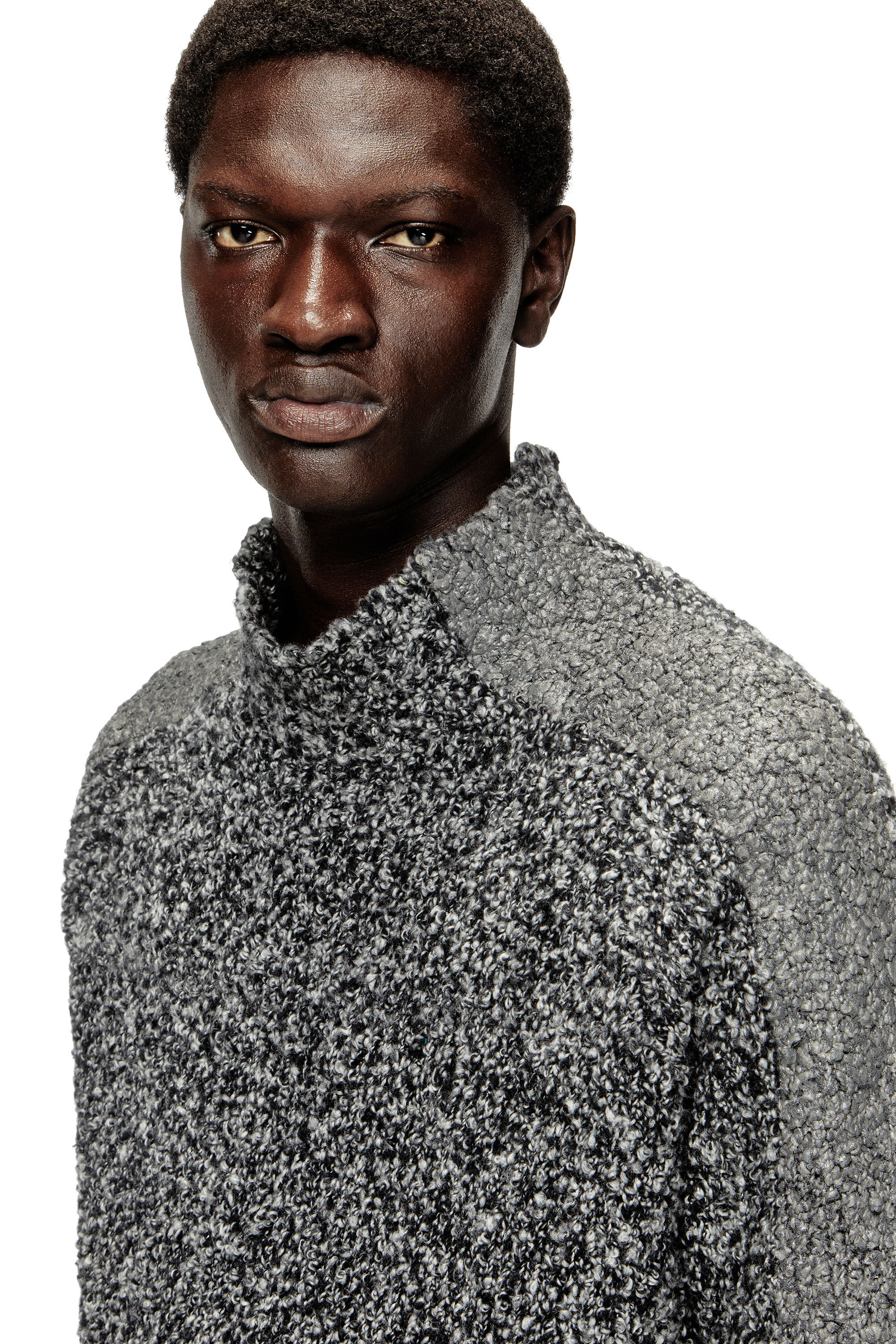 Diesel - K-ERLAND, Herren Bouclé-Strickpullover mit Ärmelbändern in Schwarz - 5