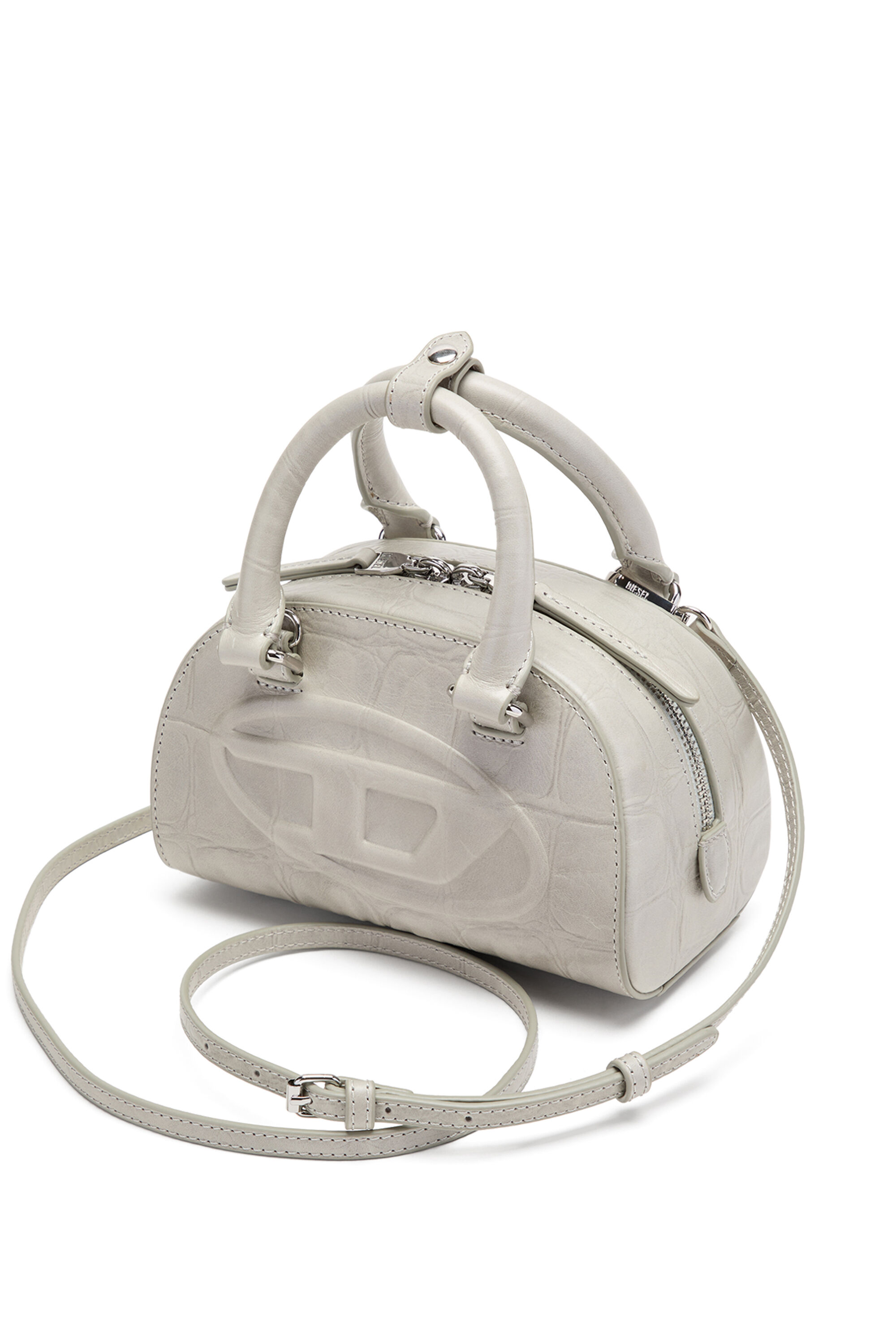 Diesel - 1DR DOME CROSSBODY, 1DR Dome-Borsa bowling mini in pelle effetto coccodrillo Donna in Grigio - 3