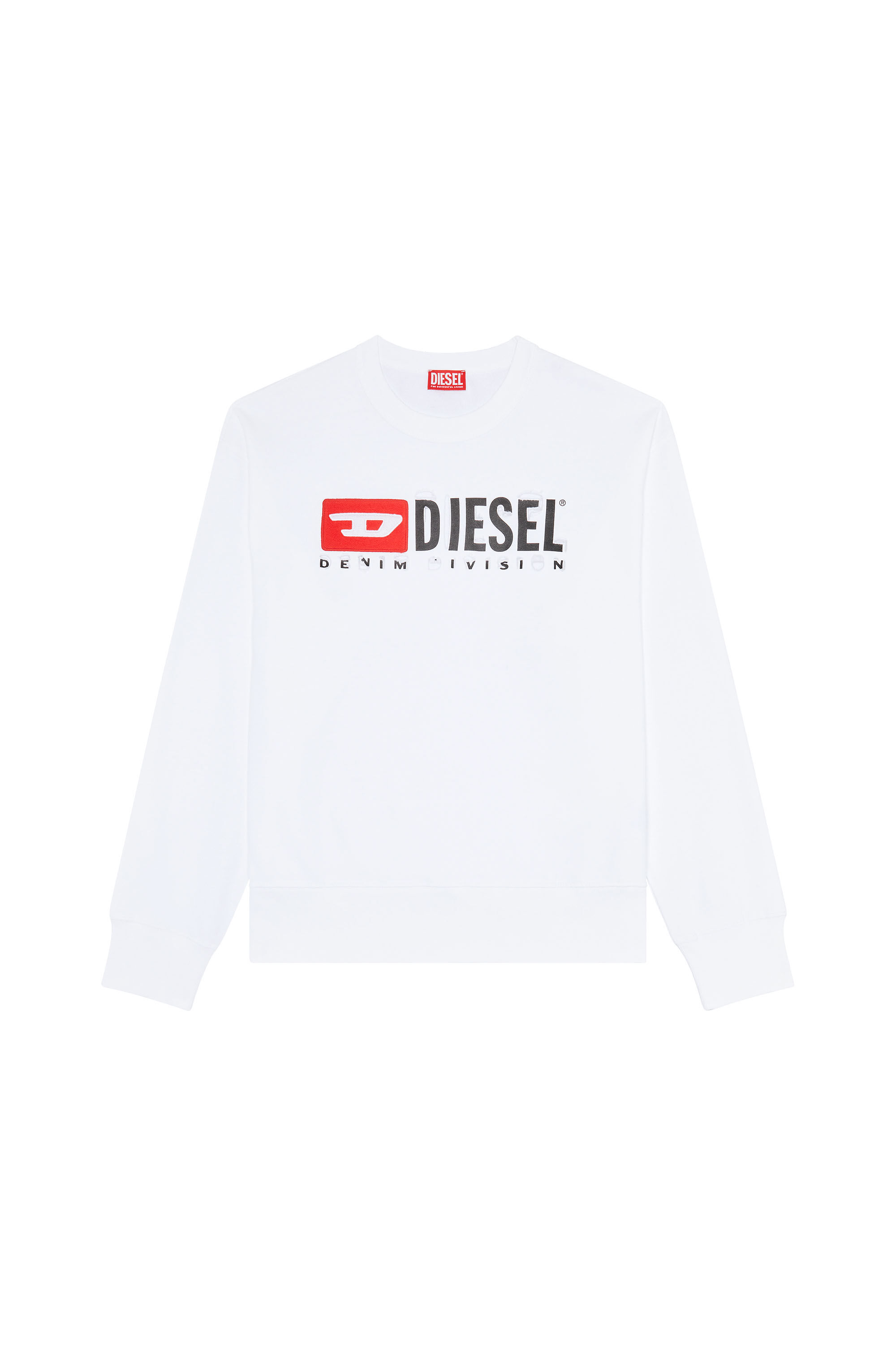 Diesel - S-MACS-DIVSTROYED, Sweat-shirt avec lettrage peel-off Homme in Blanc - 2