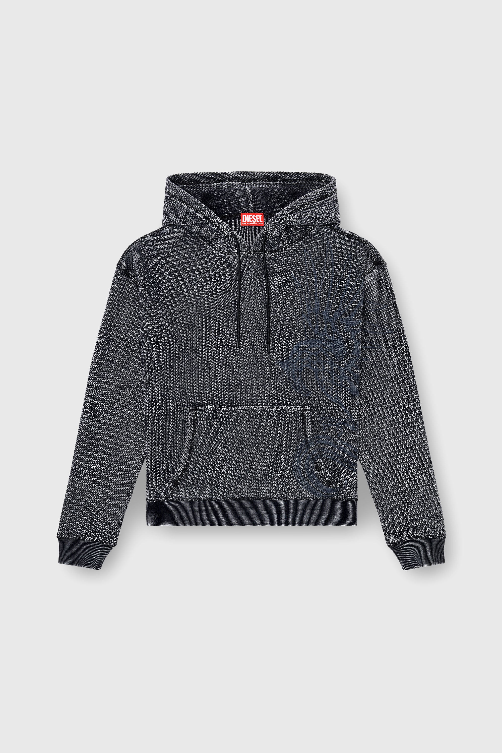 Diesel - S-NORM-HOOD-AA1, Sweat &agrave; capuche en mesh de coton textur&eacute; Homme in Gris - 2