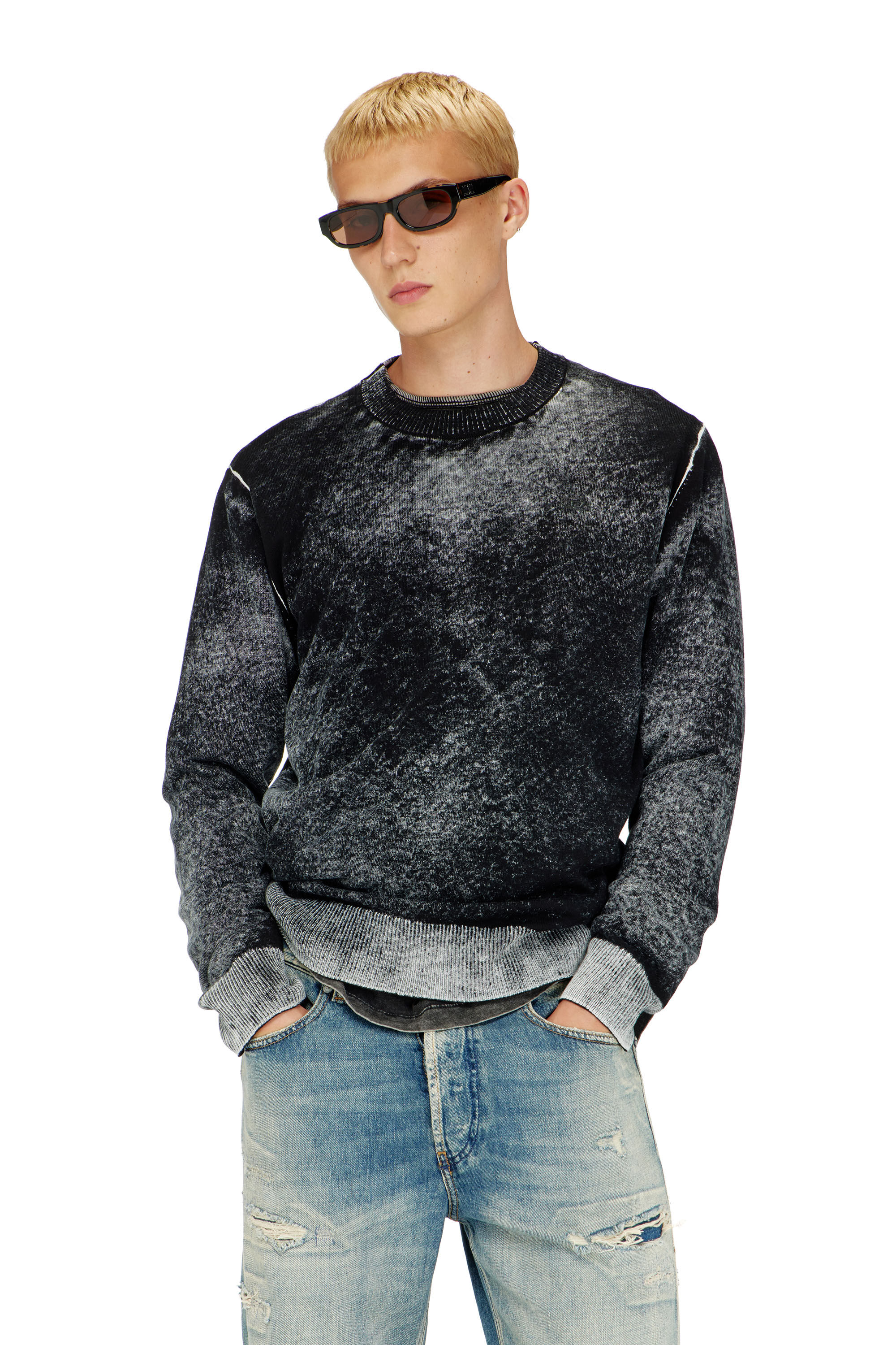 Diesel - K-LAURENT, Maglia con stampa interna sfumata Uomo in Nero - 3