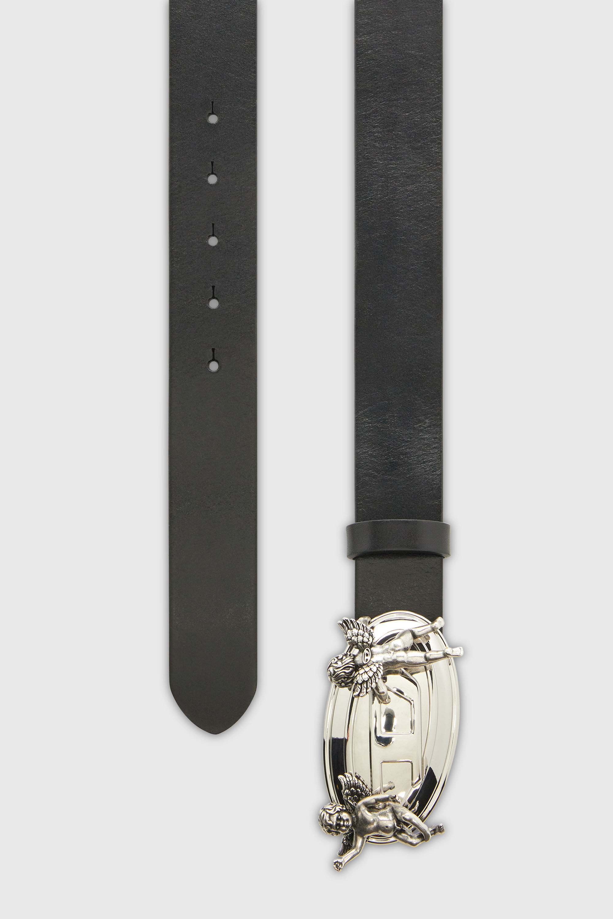 Diesel - B-OVAL ANGELS 35, Damen 3,5 cm Lederg&uuml;rtel mit Oval D Schnalle und Cherub in Schwarz - 2