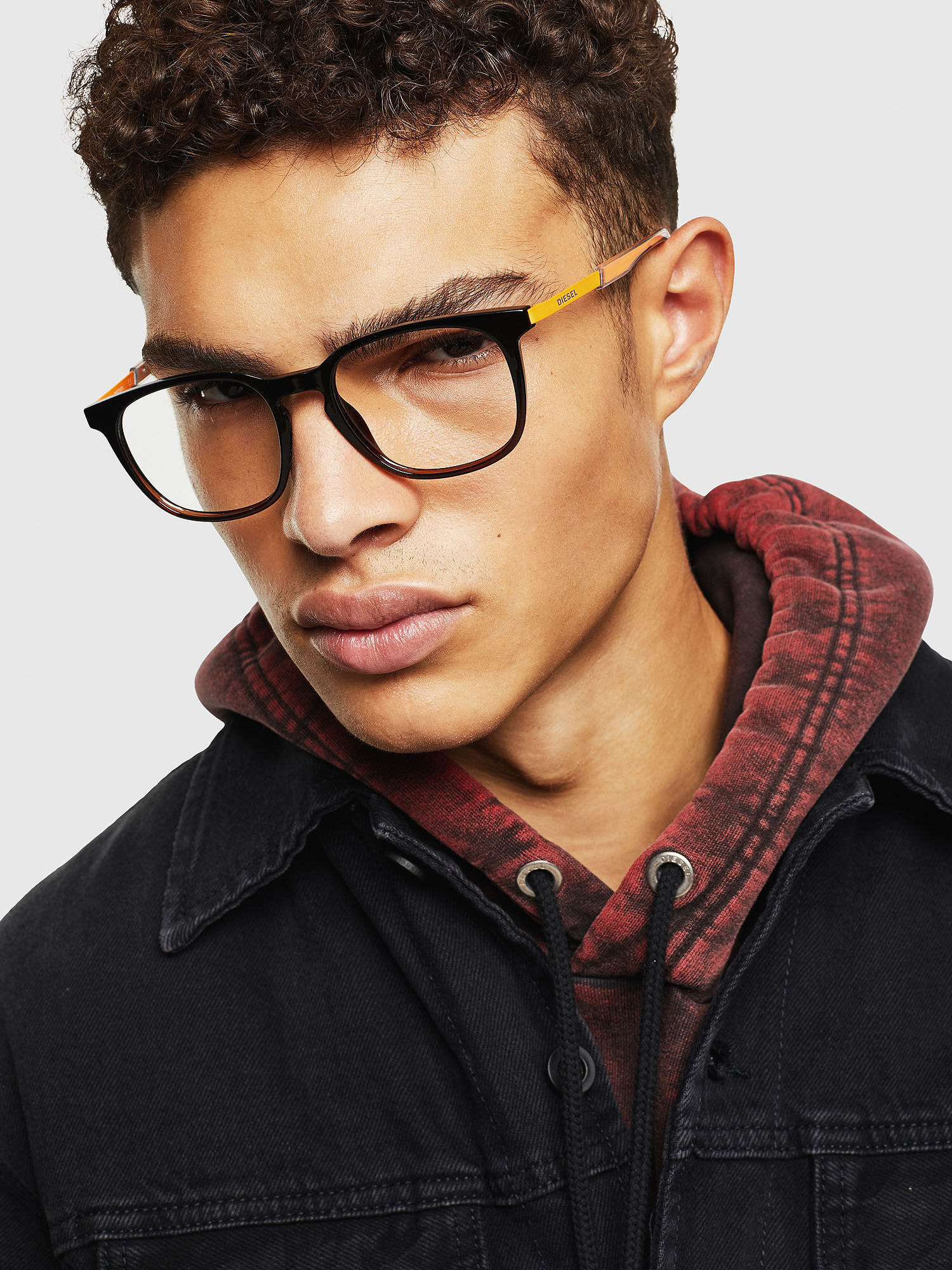 Diesel - DL5349, Unisex Unisex-Brille mit quadratischer Silhouette in Schwarz/Gelb - 4
