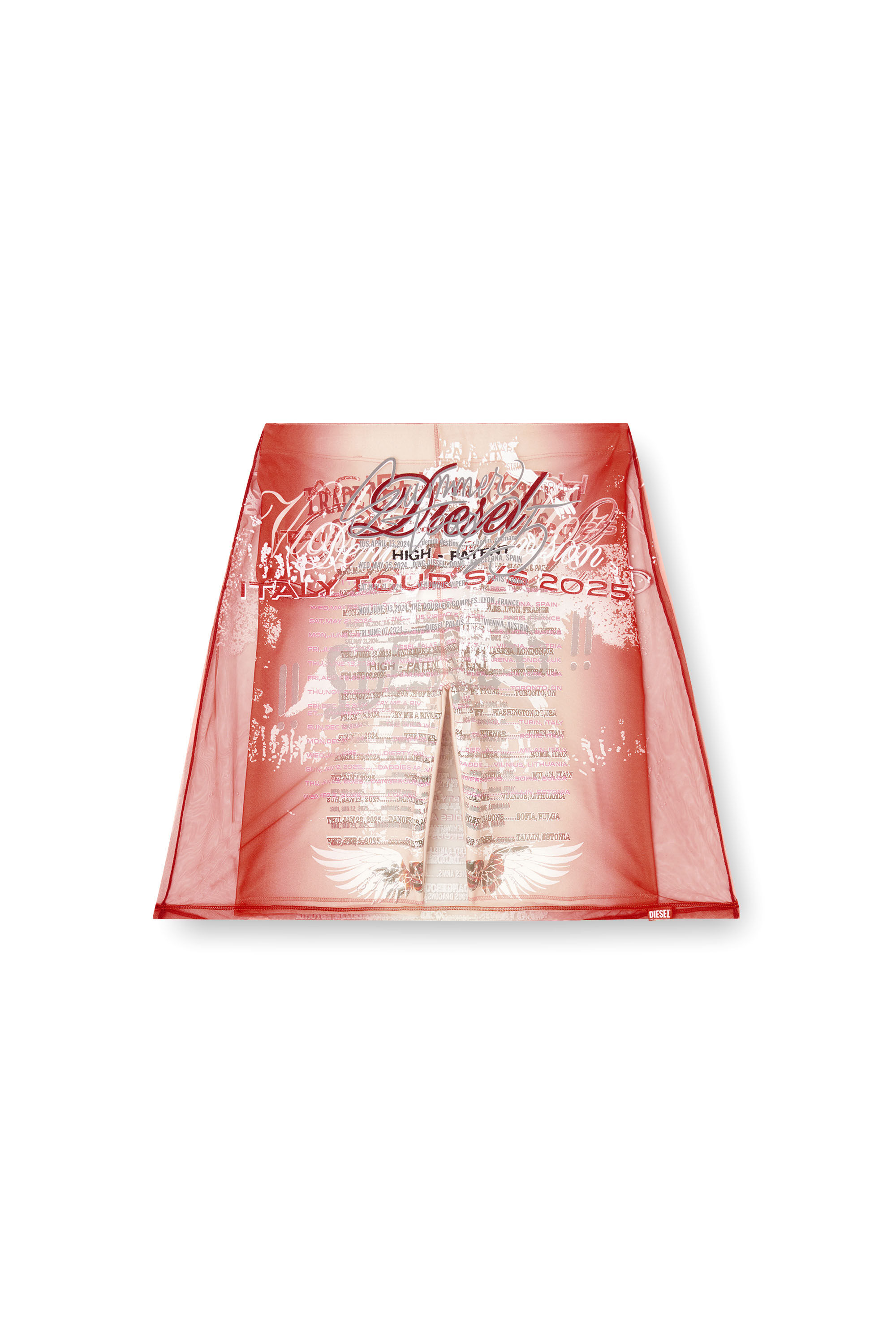 Diesel - O-LYMPIAC, Damen Mehrlagiger Rock mit Text-Print in Rosa - 2