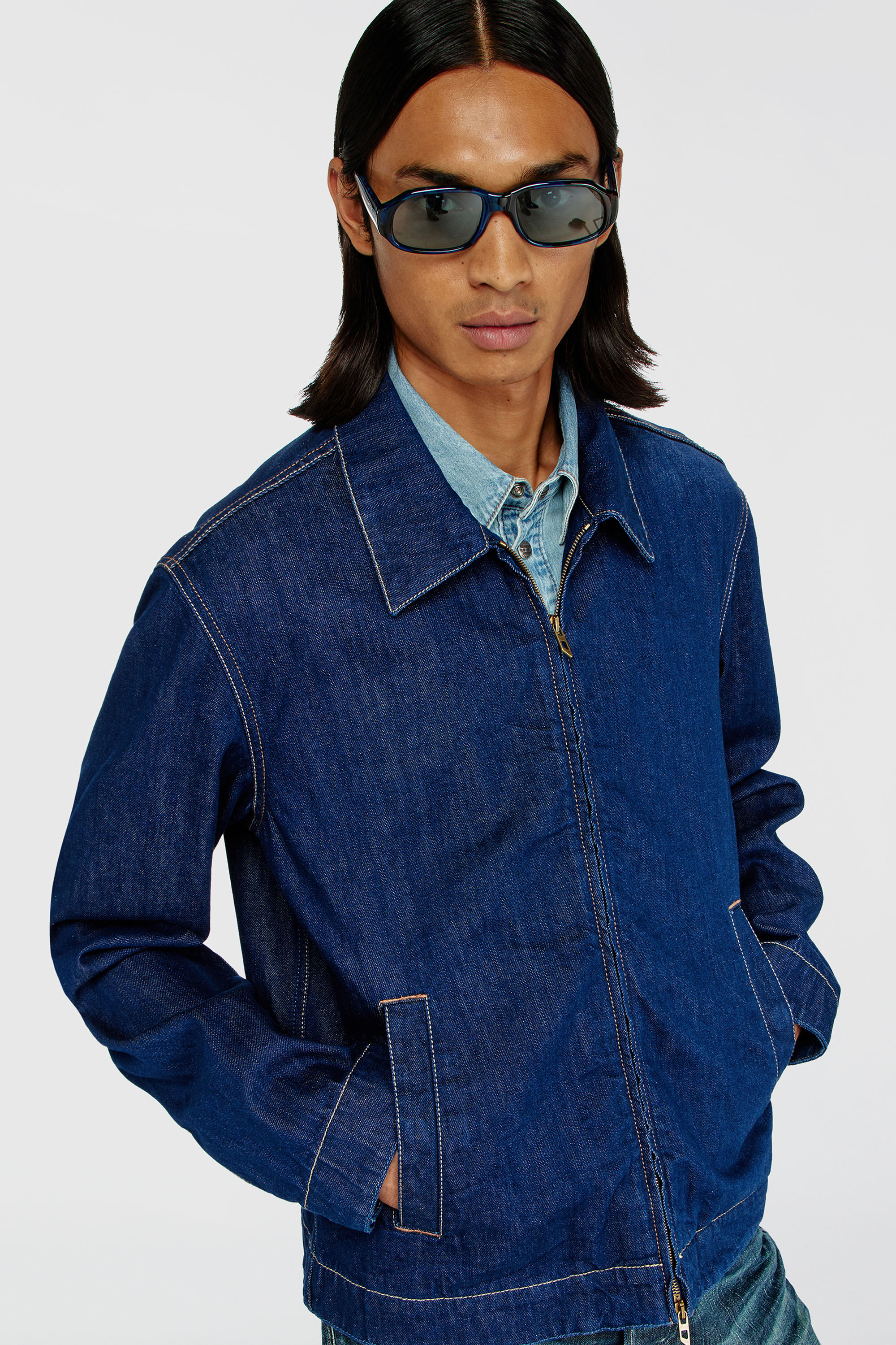 Diesel - D-ROHE, Giacca coach in denim rinse Uomo in Blu - 5