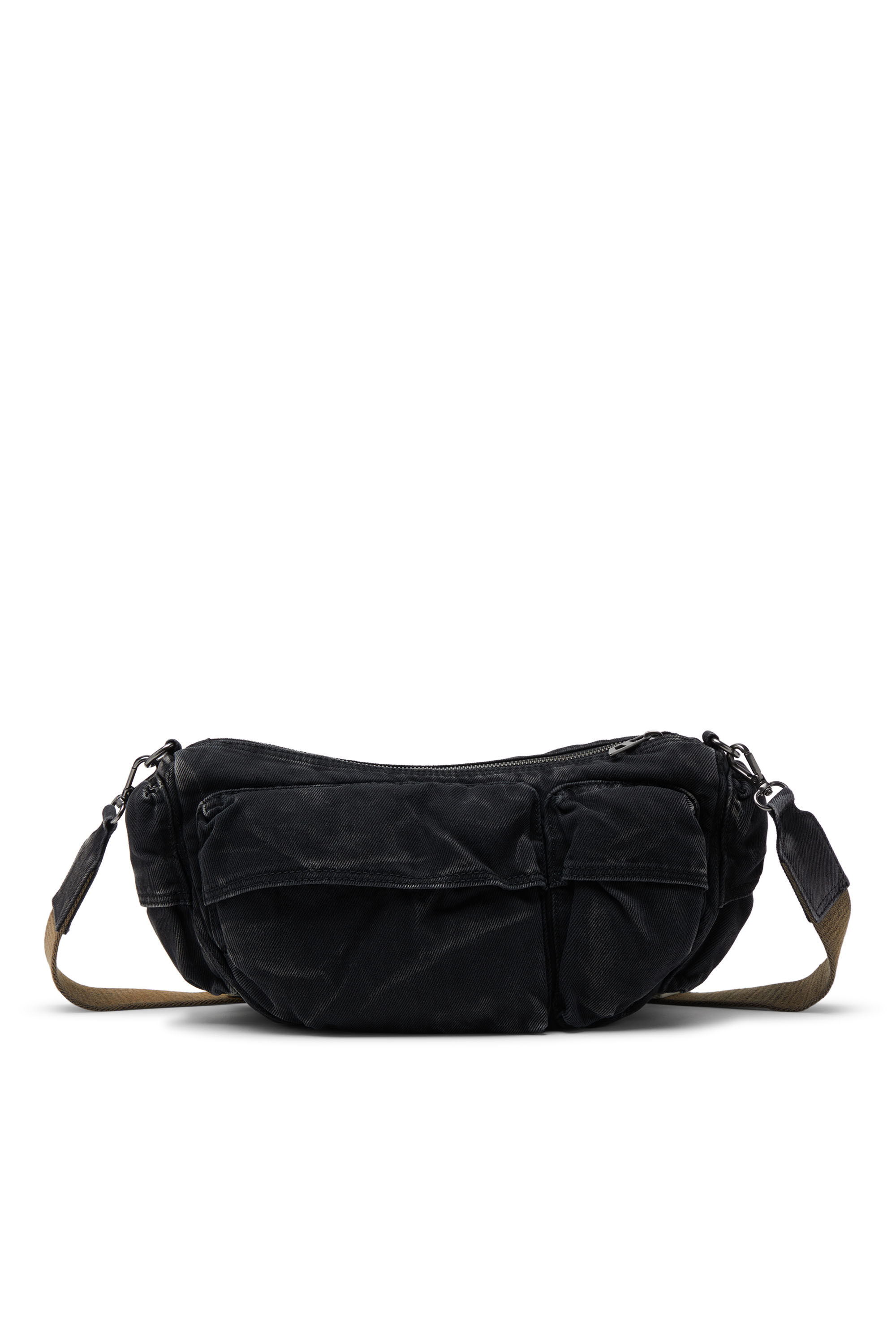 Diesel - MULTI-PKTS SHOULDER BAG X, Multi-Pkts-Borsa multipocket in denim washed Unisex in Nero - 3