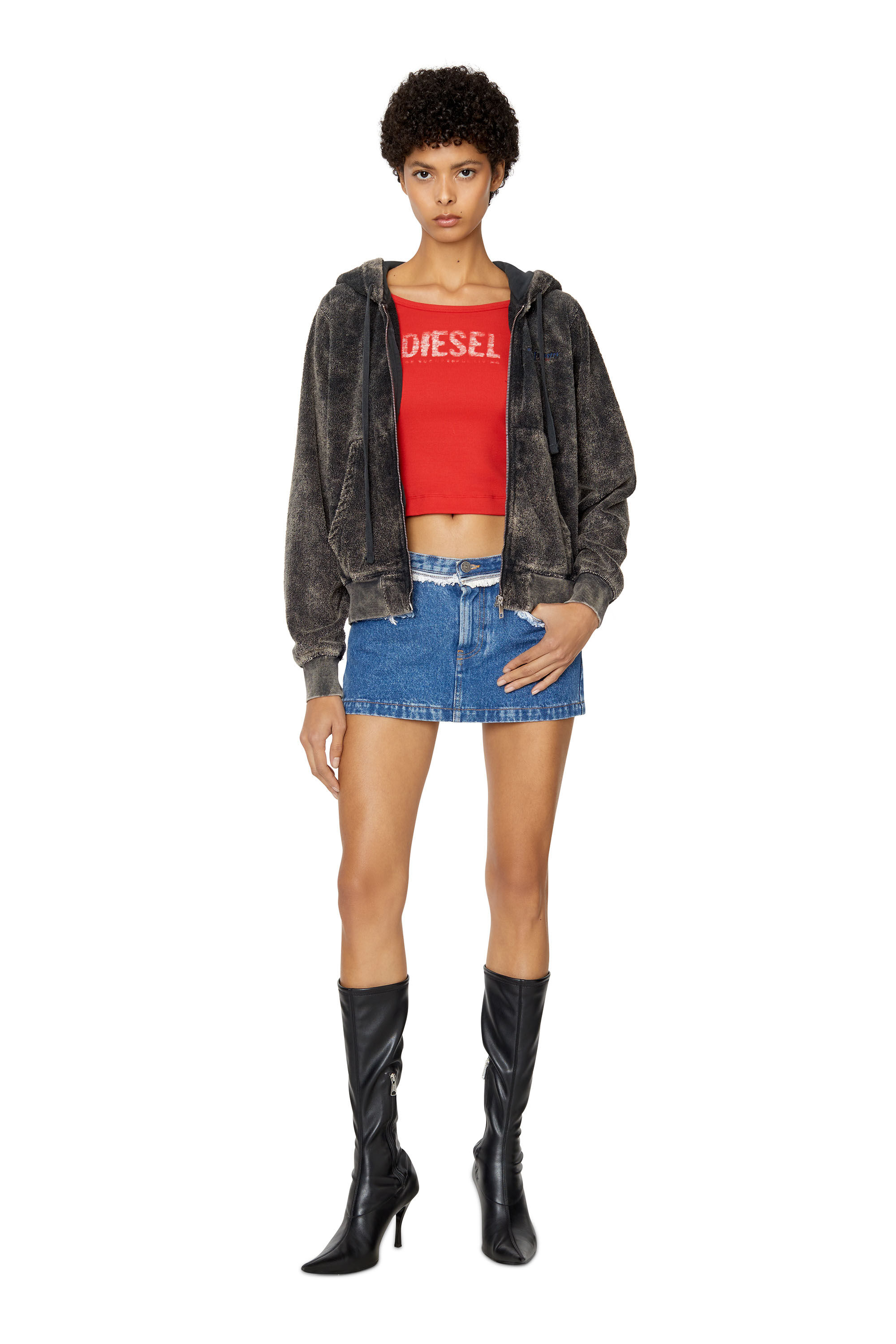 Diesel - F-REGGY-HOOD-ZIP-E3, Schwarz - Image 1
