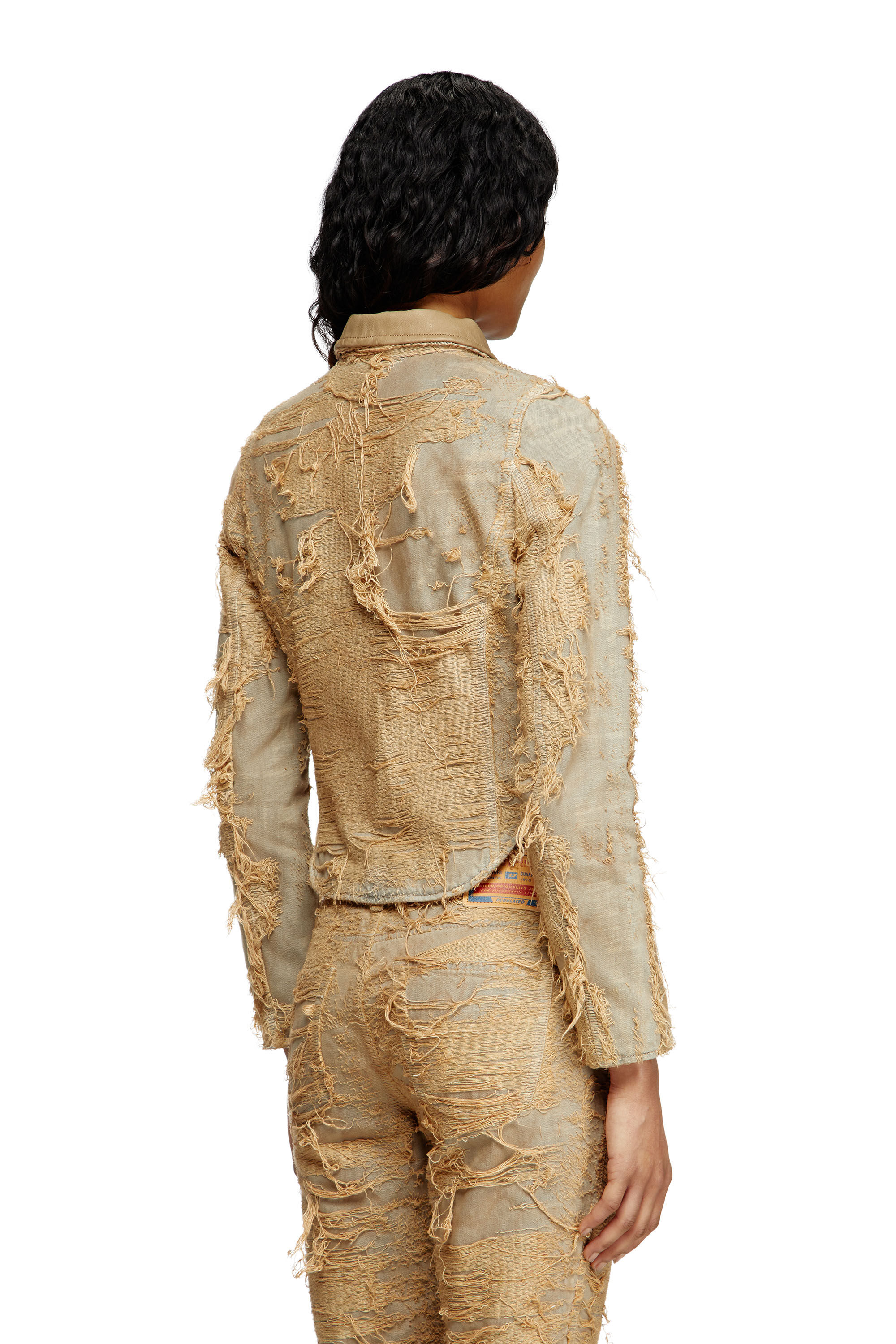 Diesel - DE-NEA-FSG, Giacca slim in denim colorato distressed Donna in Marrone - 4