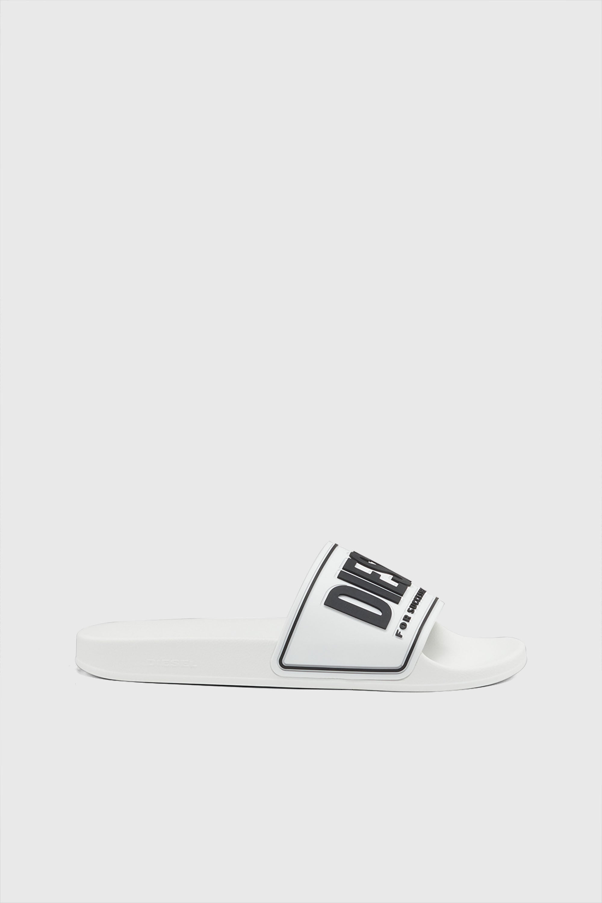 Diesel - SA-MAYEMI CC, Man's Sa-Mayemi-Pool slides with 3D logo in White/Black - 1