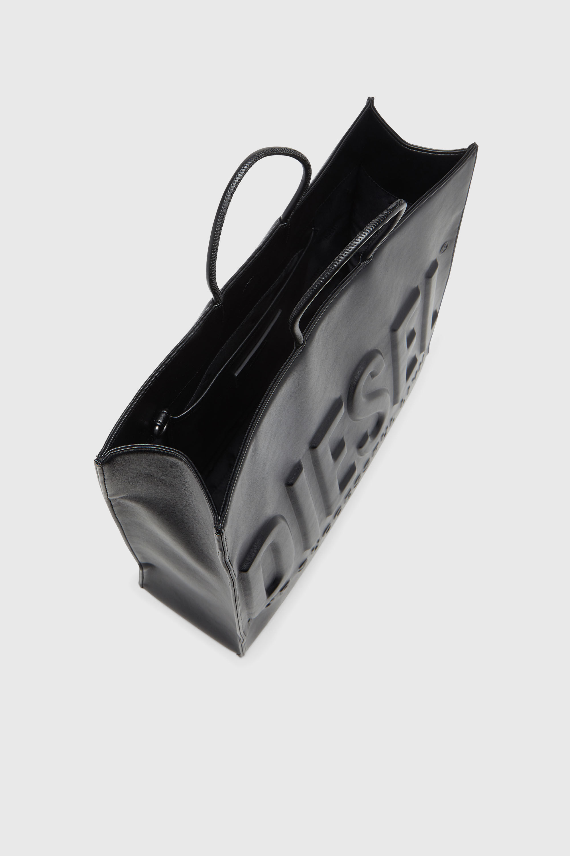 Diesel - DSL 3D SHOPPER EW X, Unisex Dsl 3D-Einkaufstasche aus weichem PU mit gepr&auml;gtem Logo in Schwarz - 4