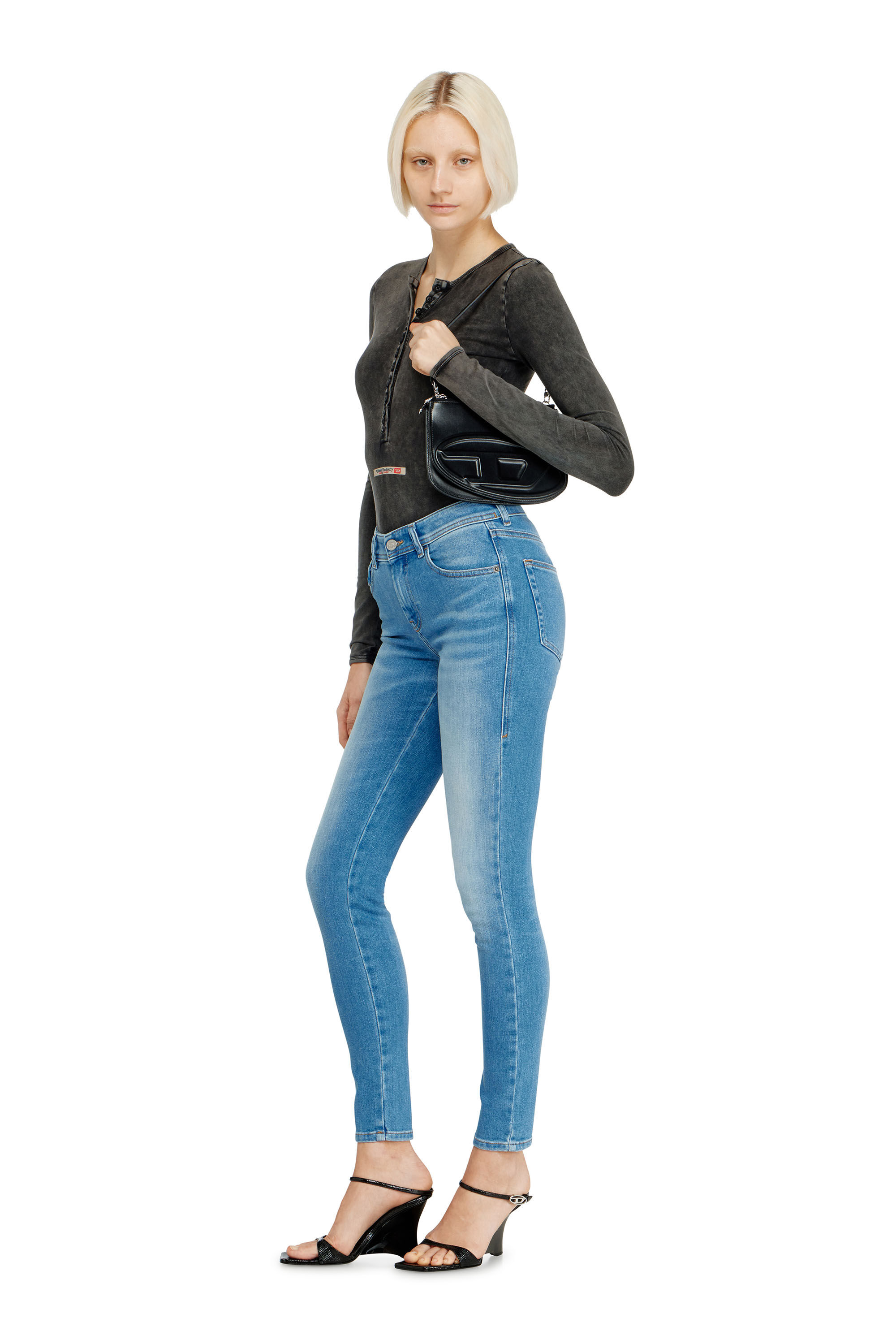 Diesel - 1DR TWIN, 1DR Twin-Borsa a spalla con due tasche in pelle stampata Donna in Nero - 1