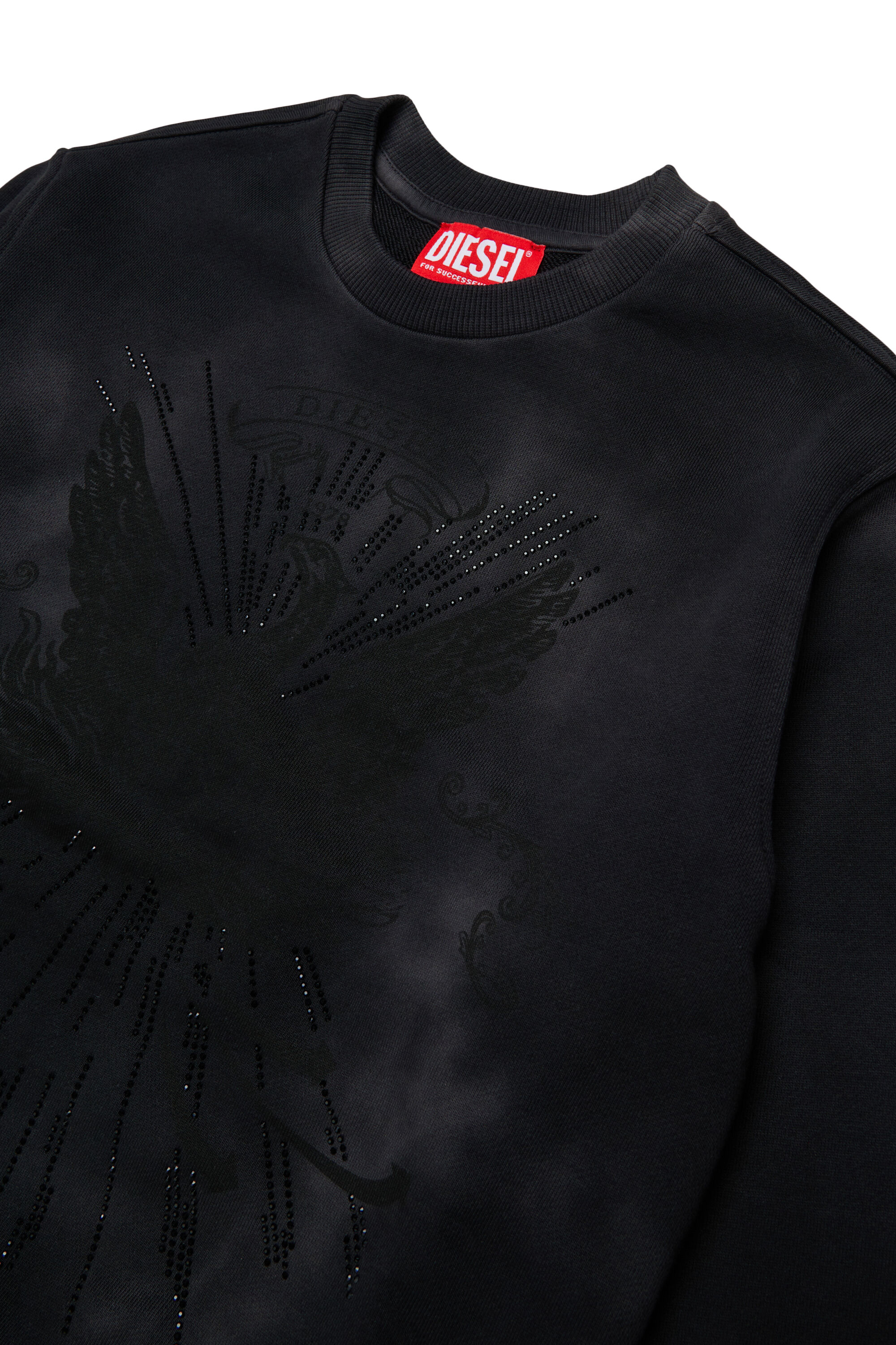 Diesel - SFIN OVER, Sweat-shirt effet nuage avec motif ph&eacute;nix Homme in Noir - 3