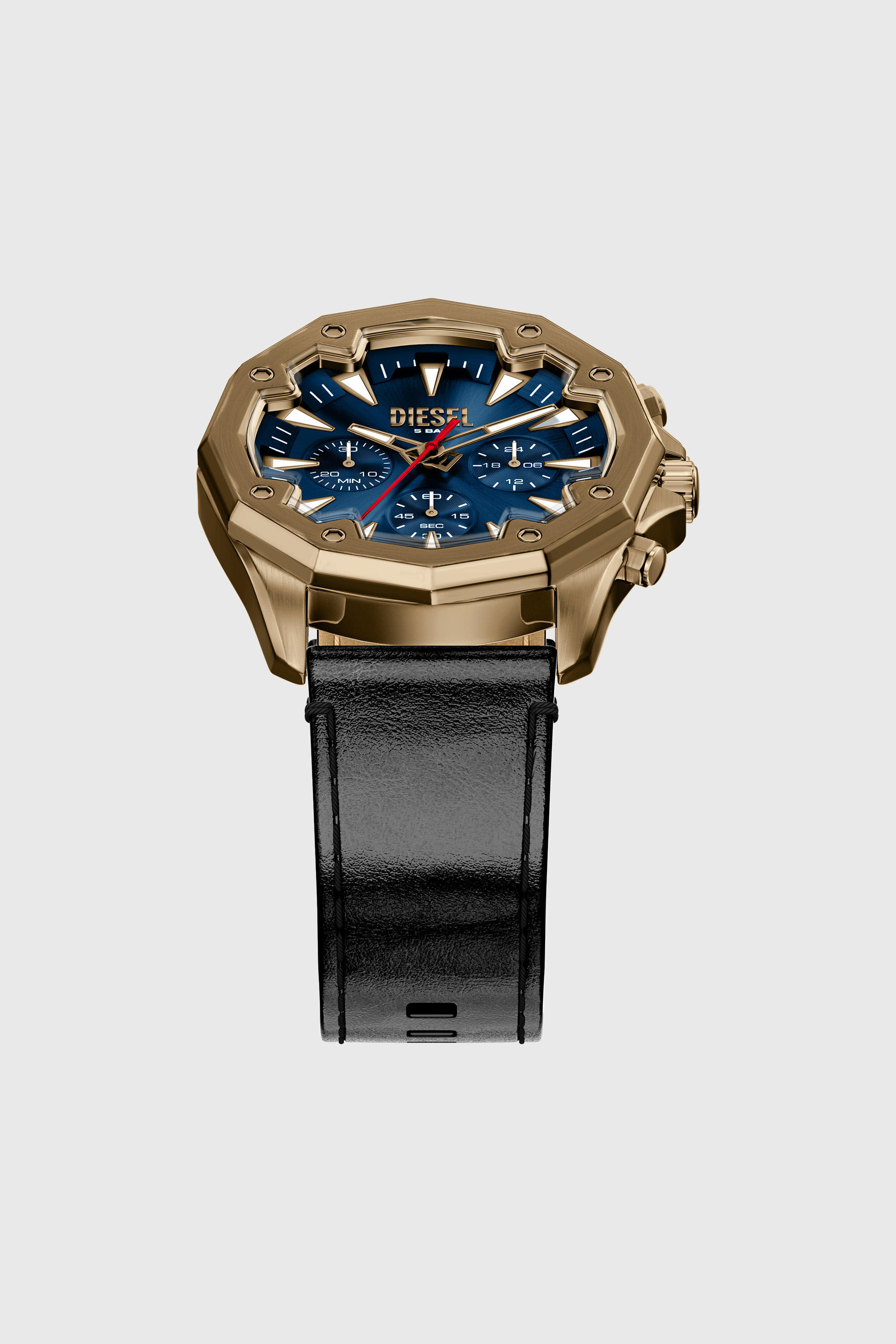 Diesel - DZ4733 WATCH, Herren Stinger Uhr mit Lederarmband in Altgoldoptik in Schwarz - 4