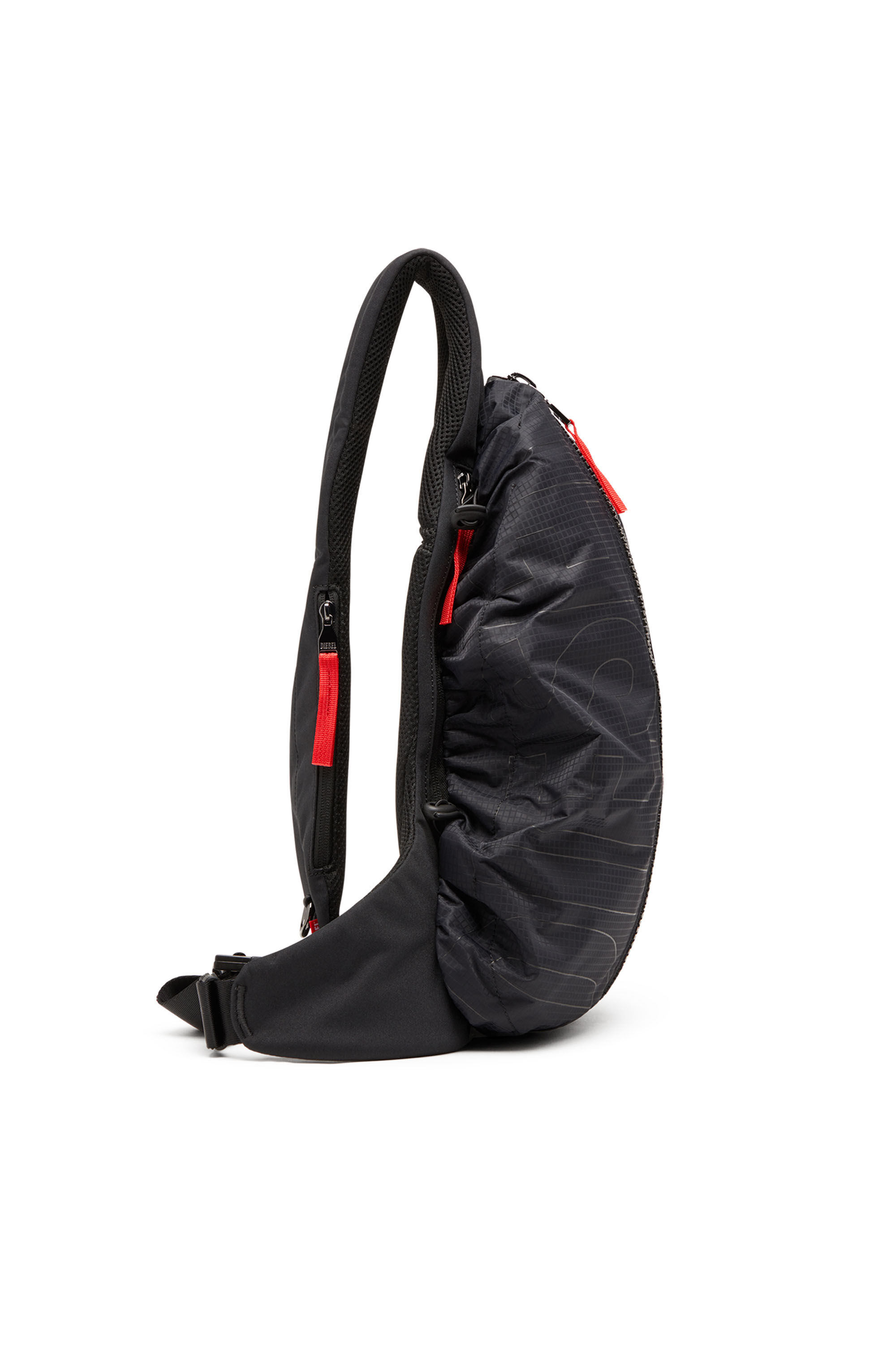 Diesel - ZIP-D SLING BAG X, Zip-D-Zaino monospalla in shell jacquard Uomo in Nero - 4