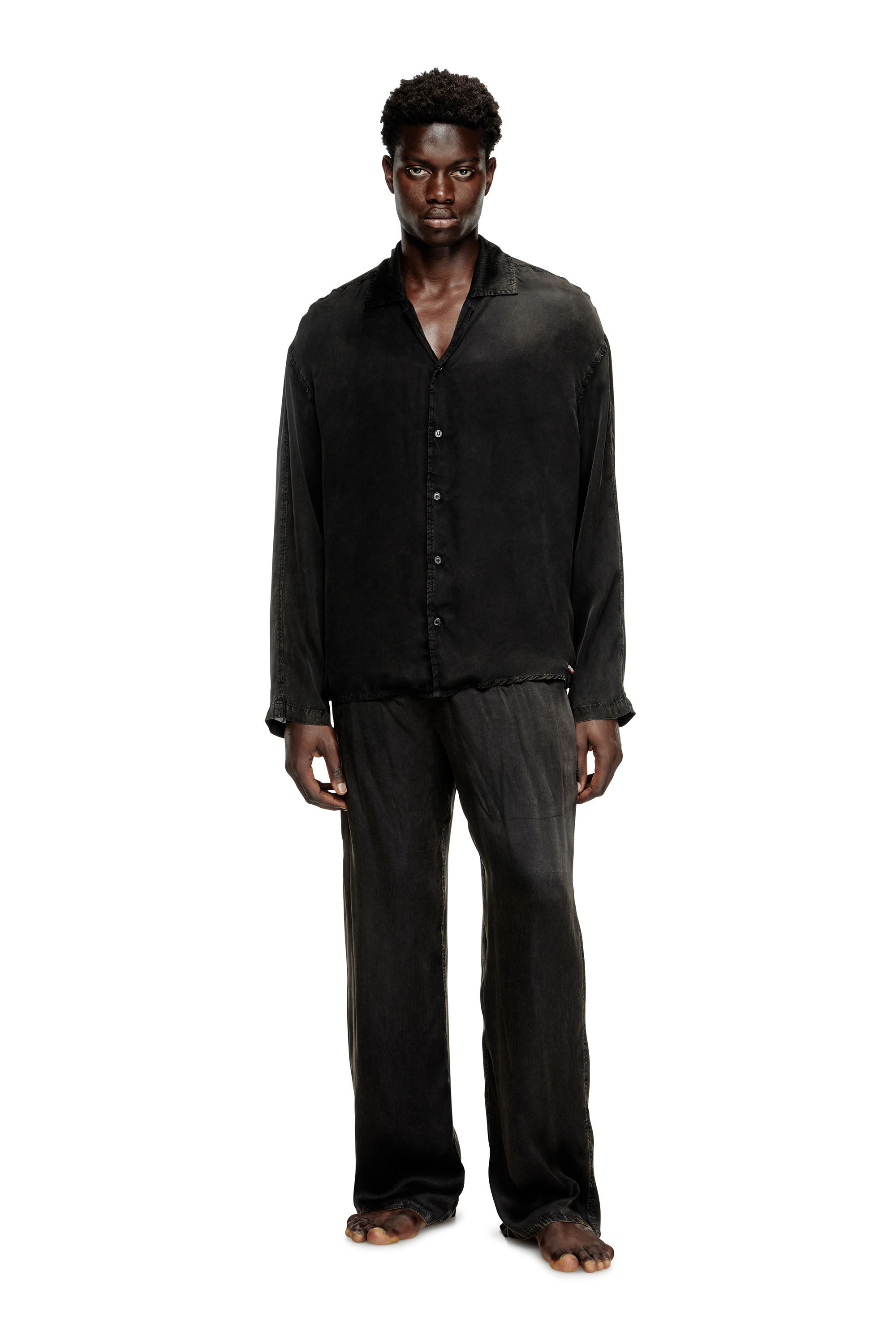 Diesel - SET-KEITH-DNM, Pigiama fluido effetto denim Unisex in Nero - 3