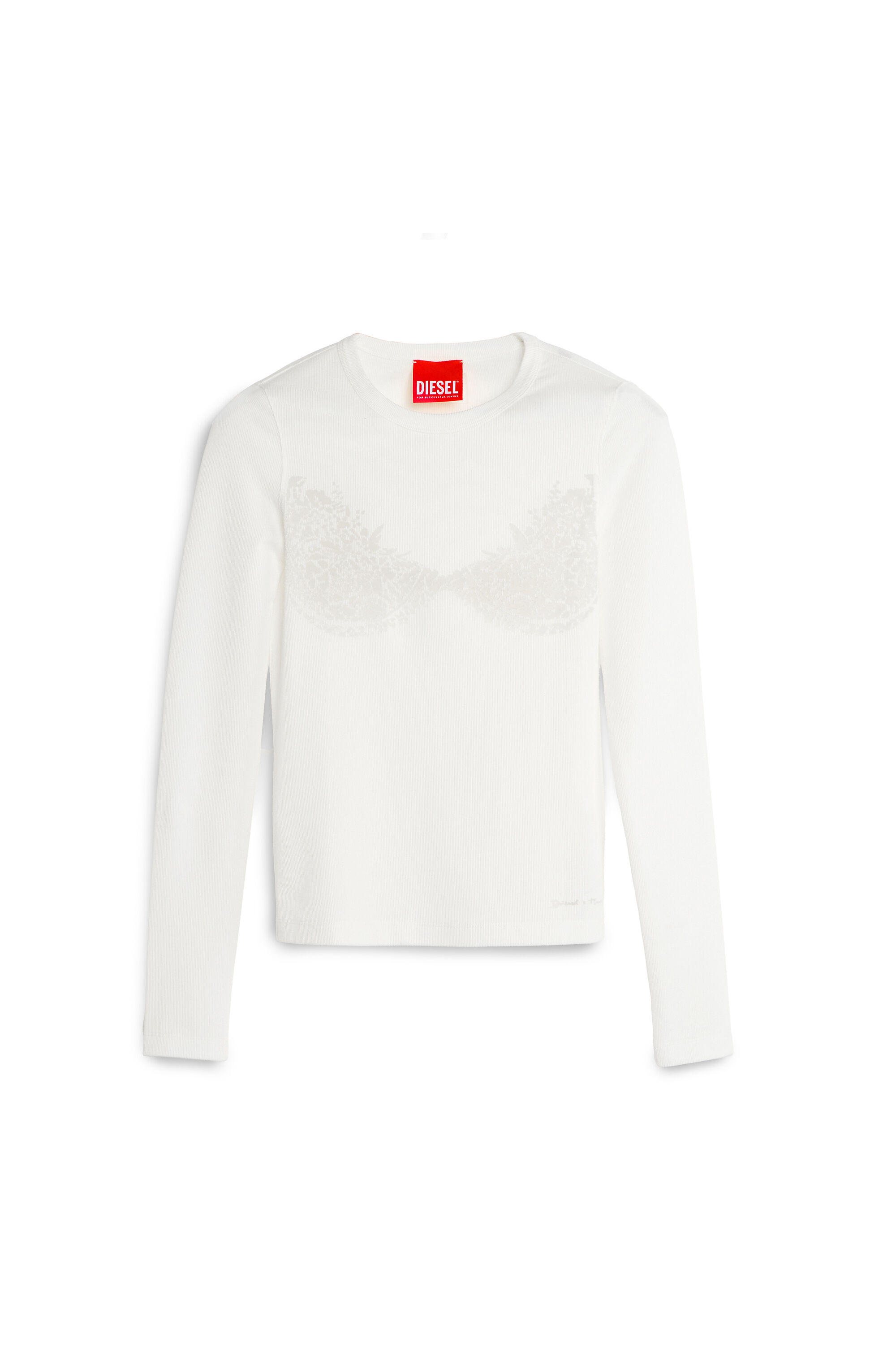 Diesel - PR-T-MOKKI-LS-R, Top con effetto pizzo devor&eacute; Donna in Bianco - 2