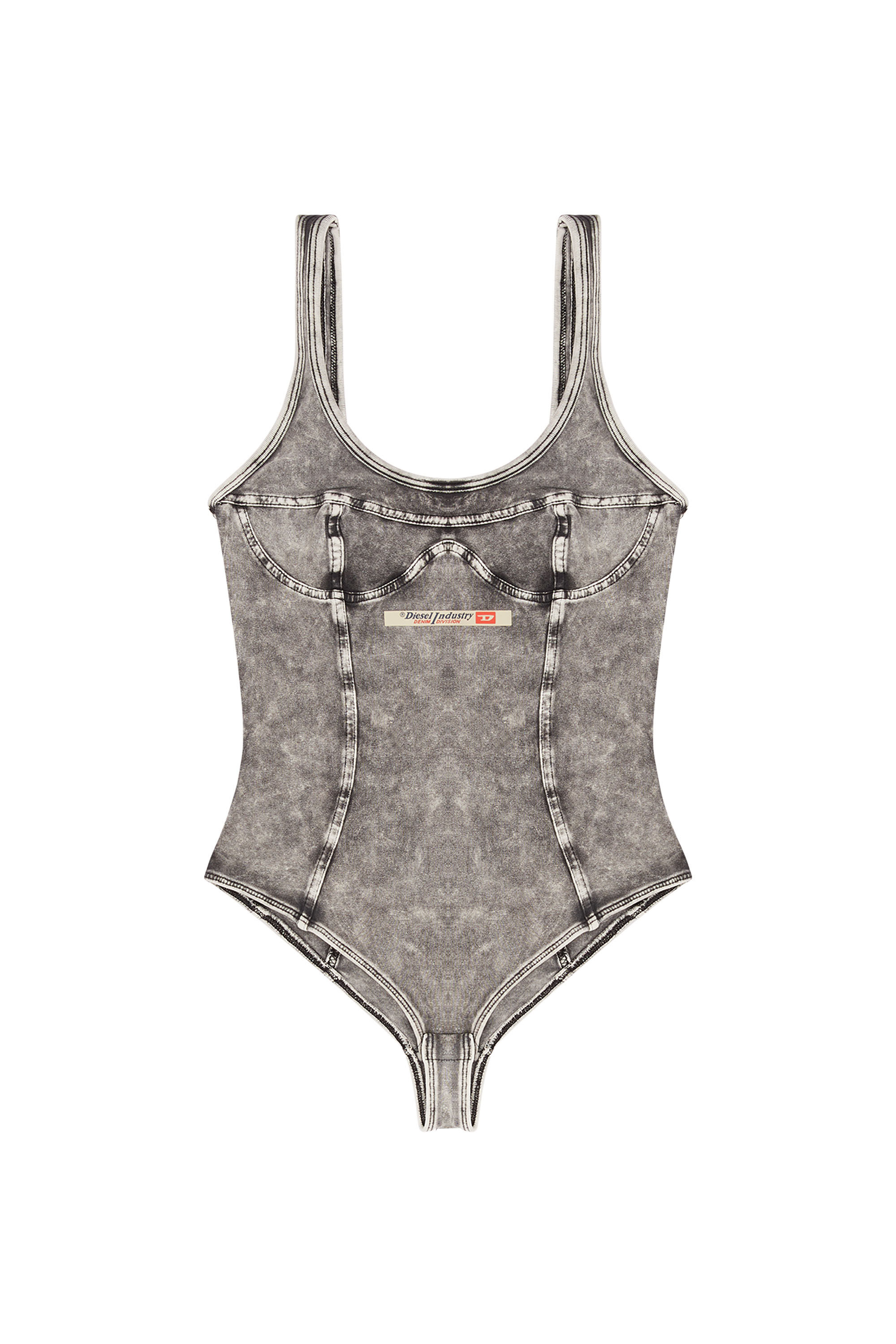 Diesel - UFBY-DENIM-CAMI-BODYSUIT, Dunkelgrau - Image 1