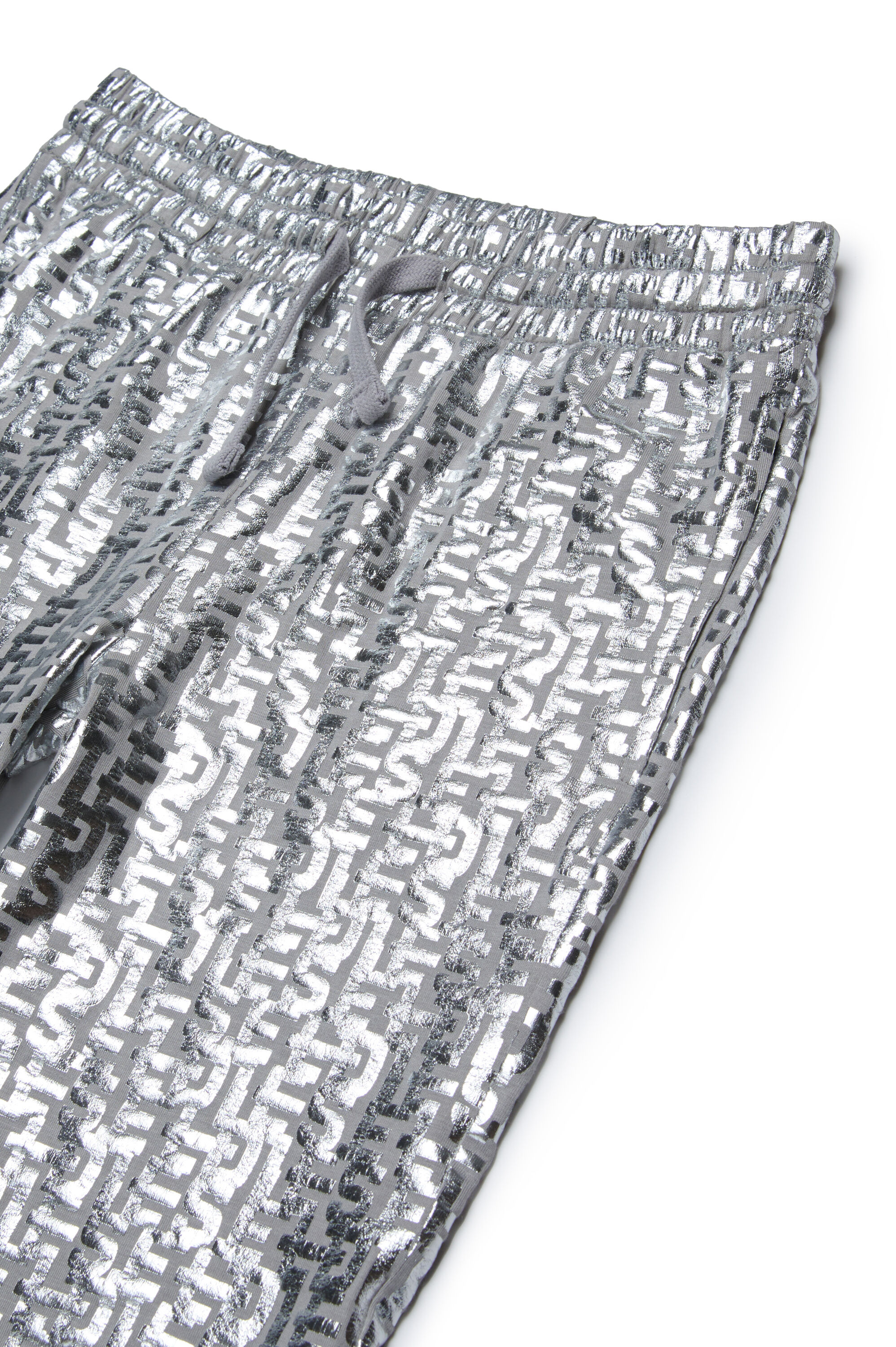 Diesel - PENDYX, Femme Pantalon de survêtement avec imprimé monogram en feuille métallisée in Gris argenté - Image 3