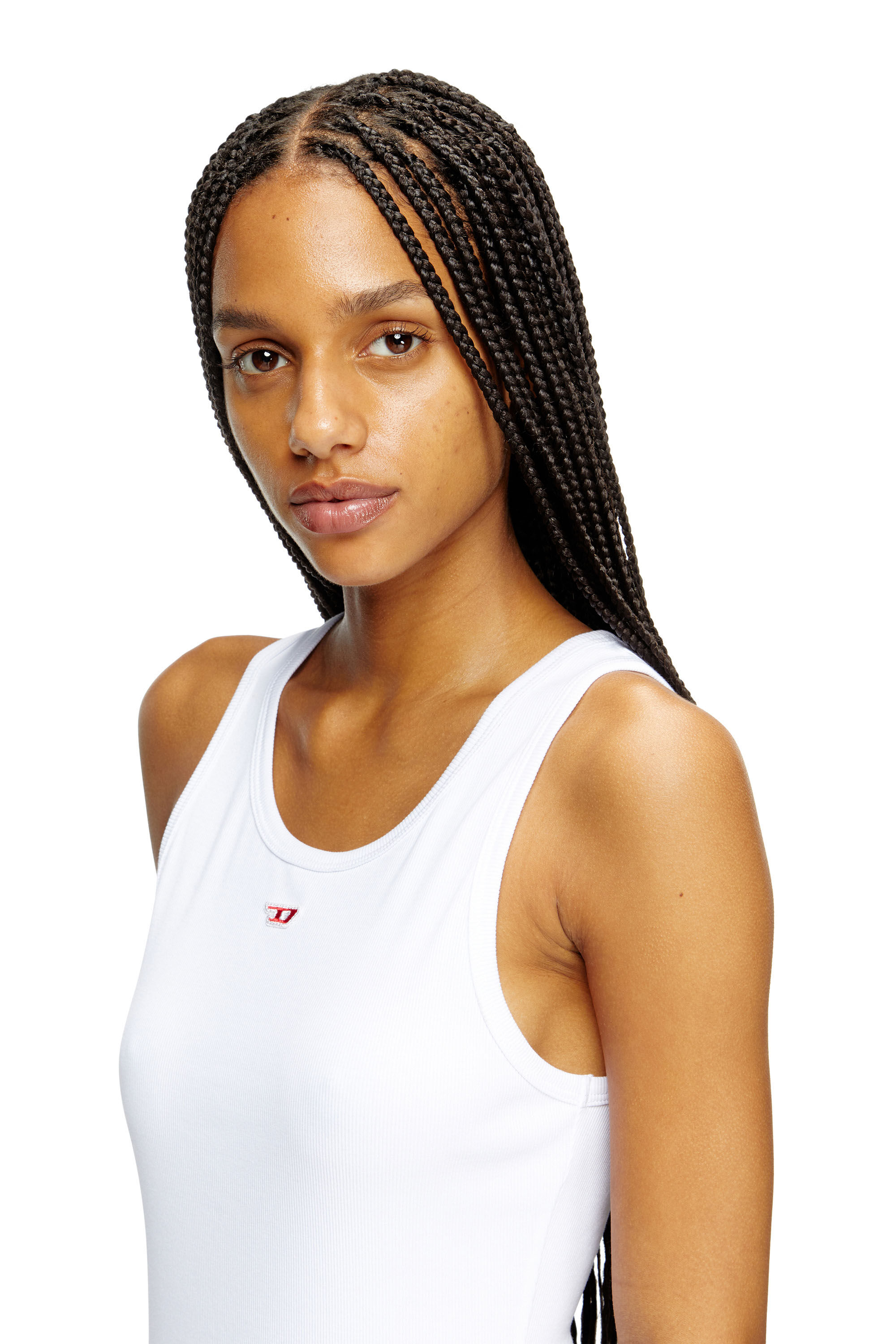 Diesel - D-TANK-LONG-D, Abito corto a canotta con logo D Donna in Bianco - 5