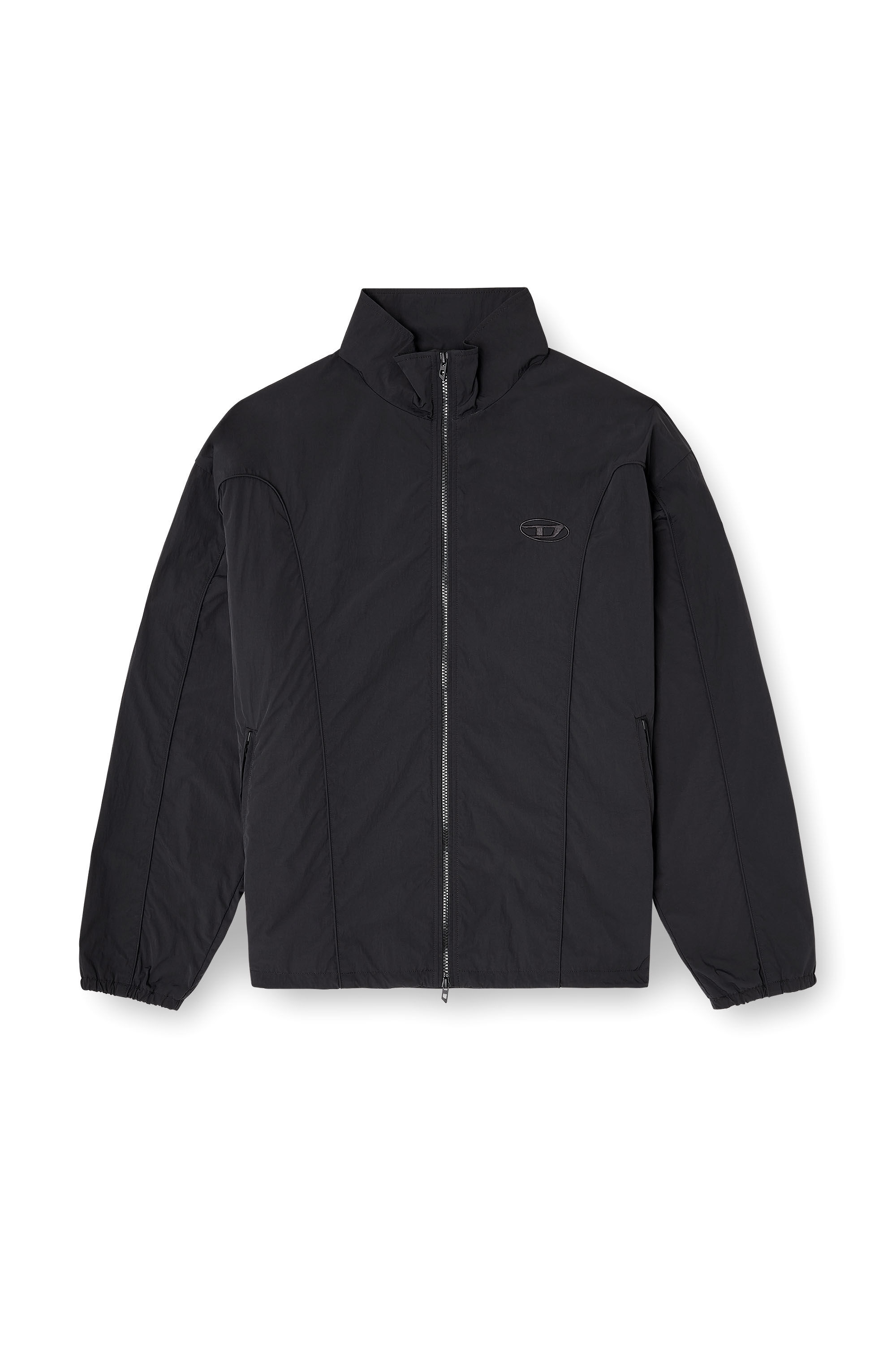 Diesel - J-FIVE-WRD-AKAD, Giacca in nylon crinkle con piping Uomo in Nero - 2