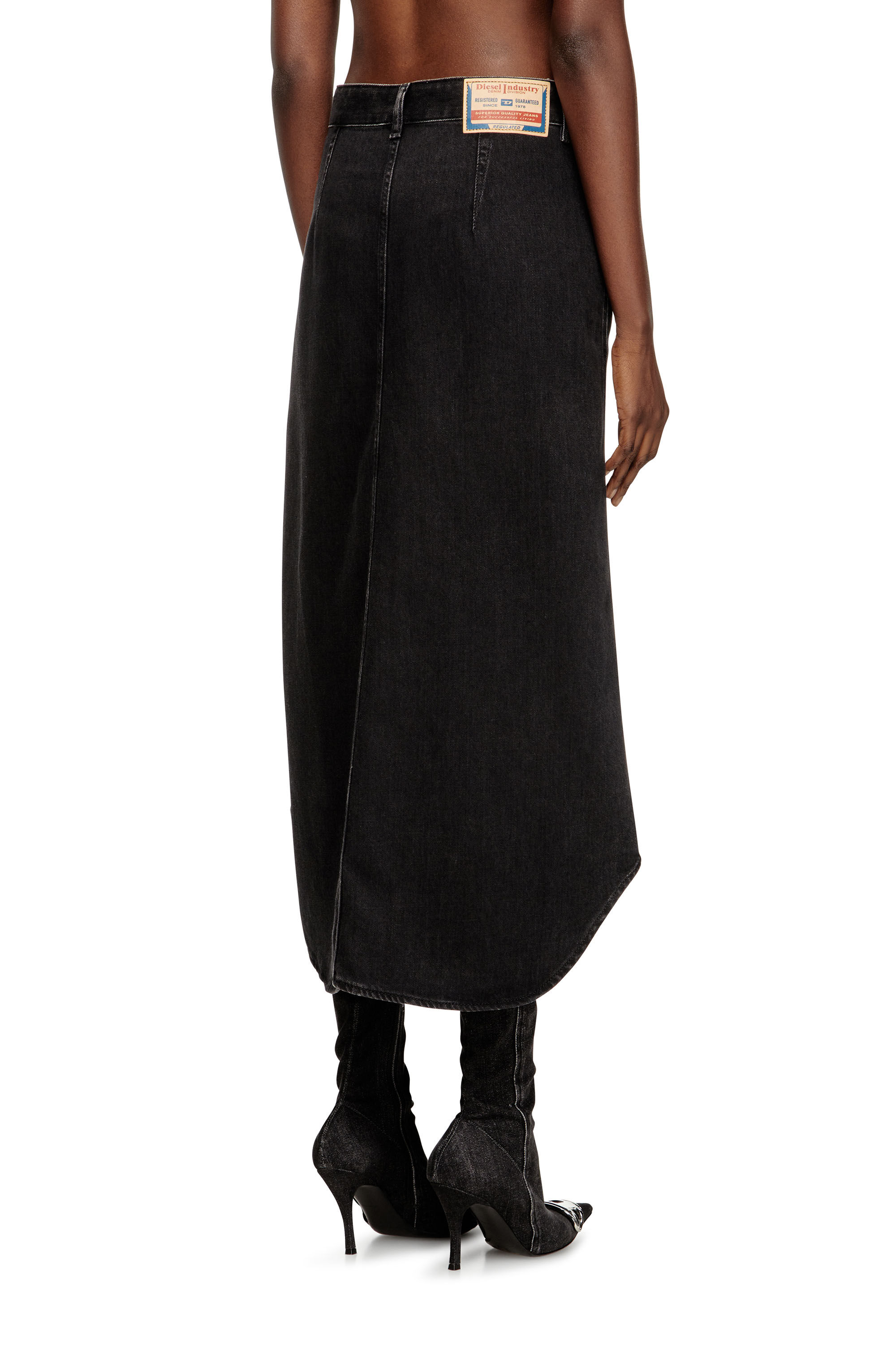 Diesel - DE-ARD-LONG, Jupe midi en denim Femme in Noir - 4