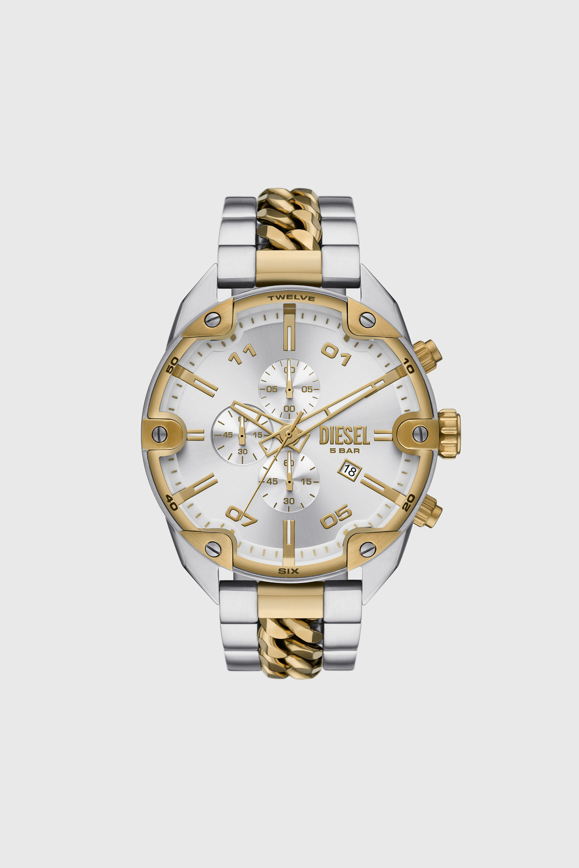 Diesel - DZ4629, Montre Spiked en acier inoxydable Homme in Gris argent&eacute; - 1