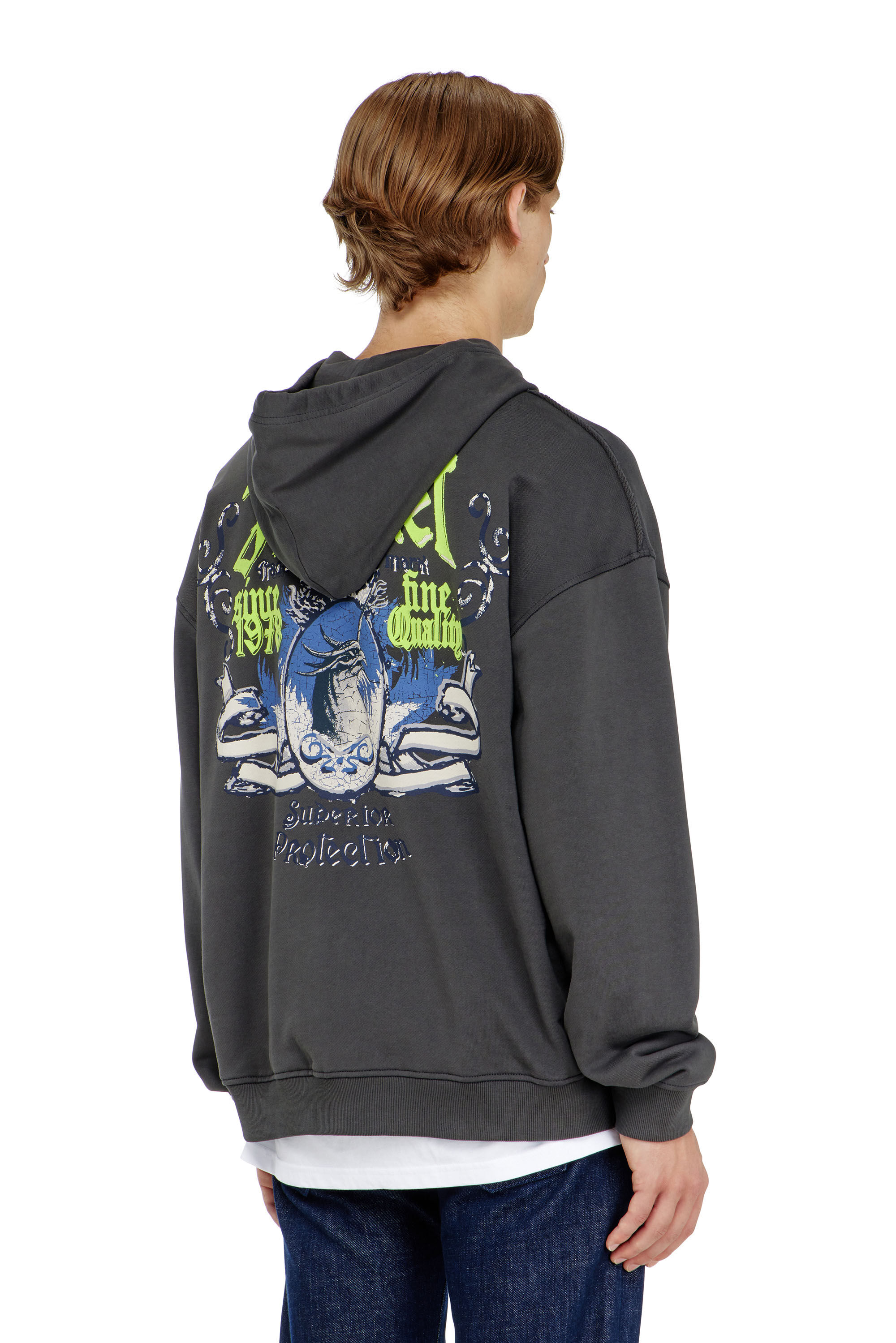 Diesel - S-BOXT-HOOD-AA2, Herren Baumwoll-Hoodie mit beflockten Grafiken in null - 4